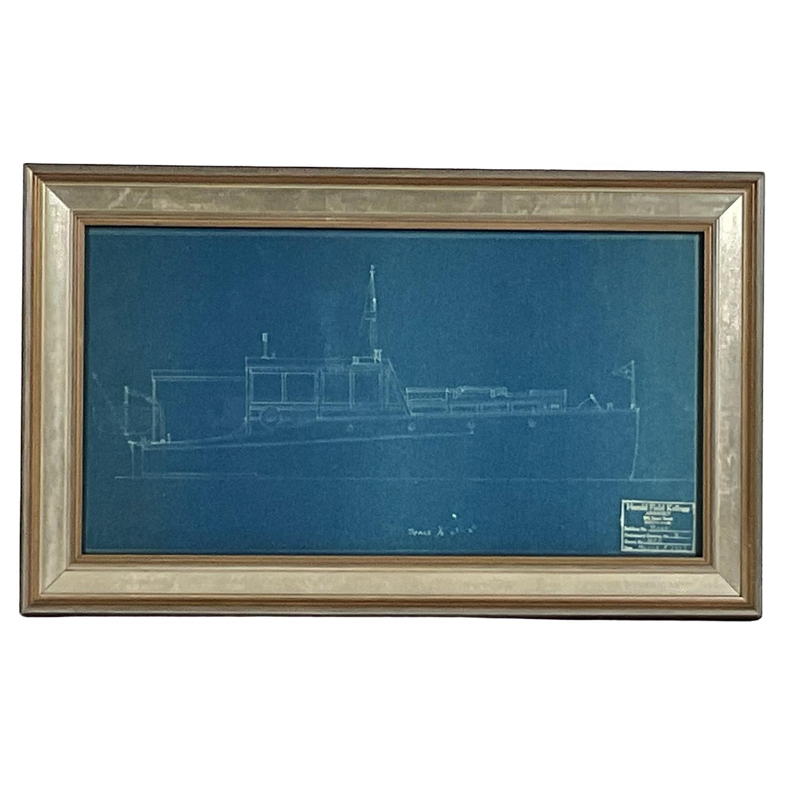 Yacht Blueprint by Harold Field Kellogg For Sale