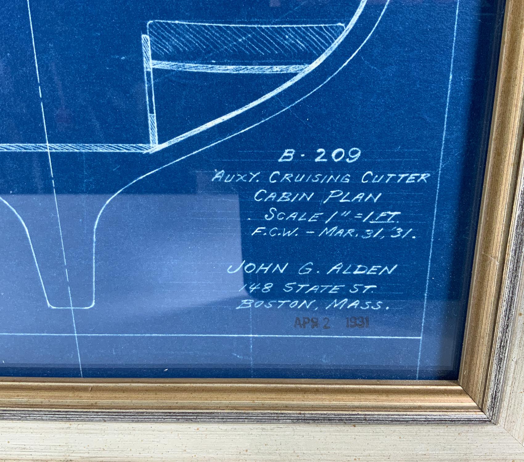 Yacht Blueprint by John G Alden, 1931 In Good Condition For Sale In Norwell, MA