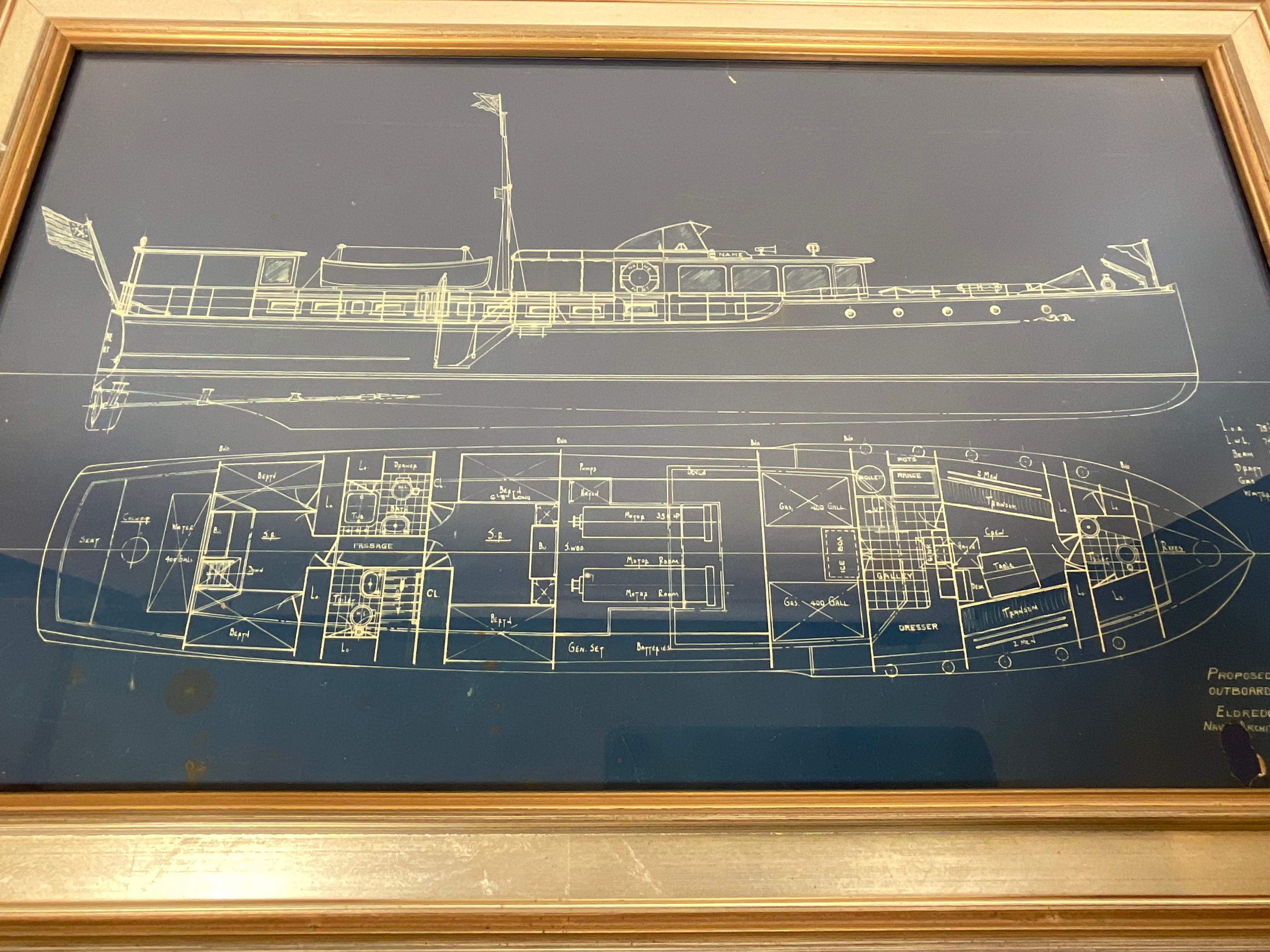 Mid-20th Century Yacht Blueprint from Eldrigde McInnis For Sale