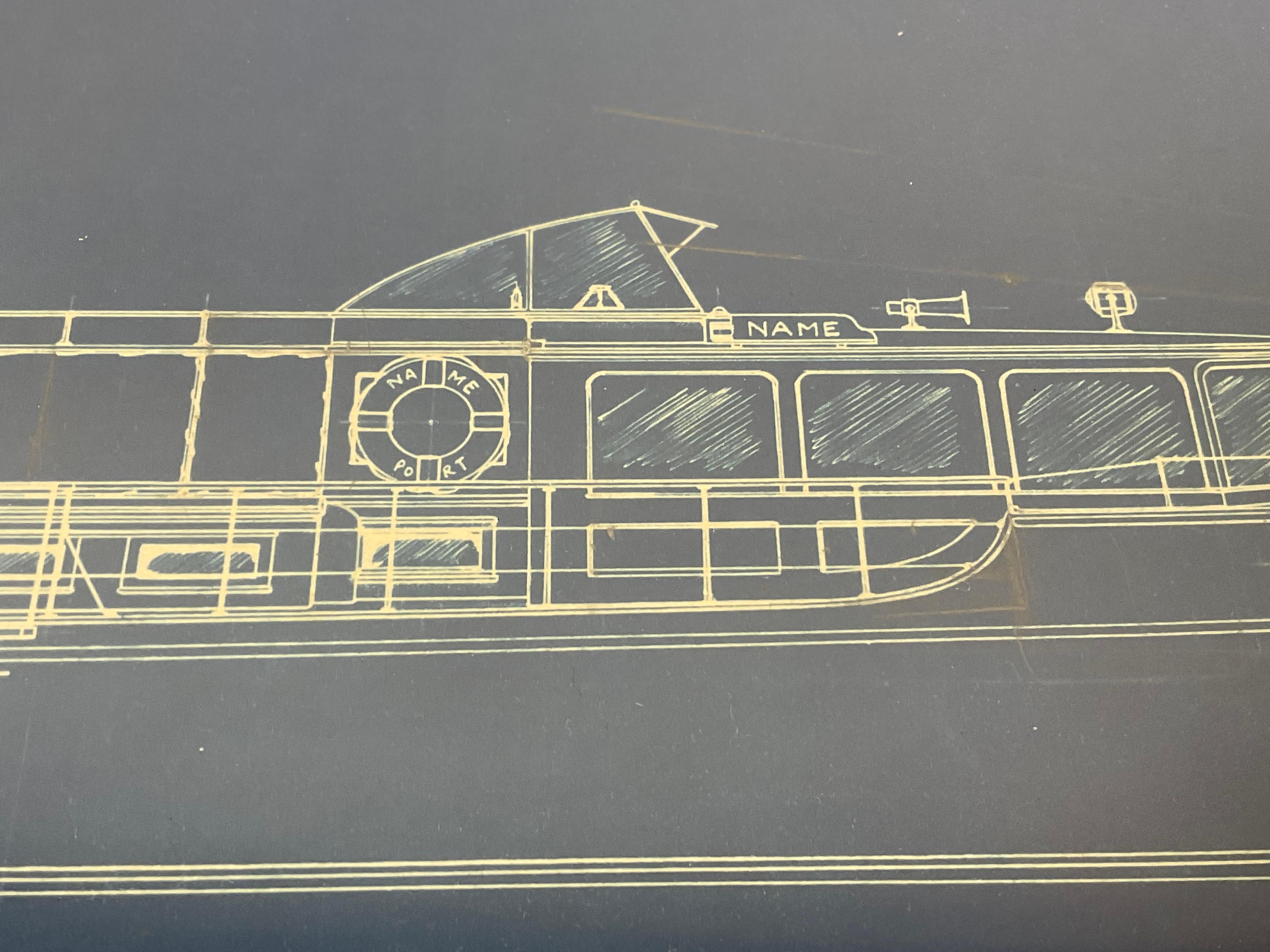 Paper Yacht Blueprint from Eldrigde McInnis For Sale
