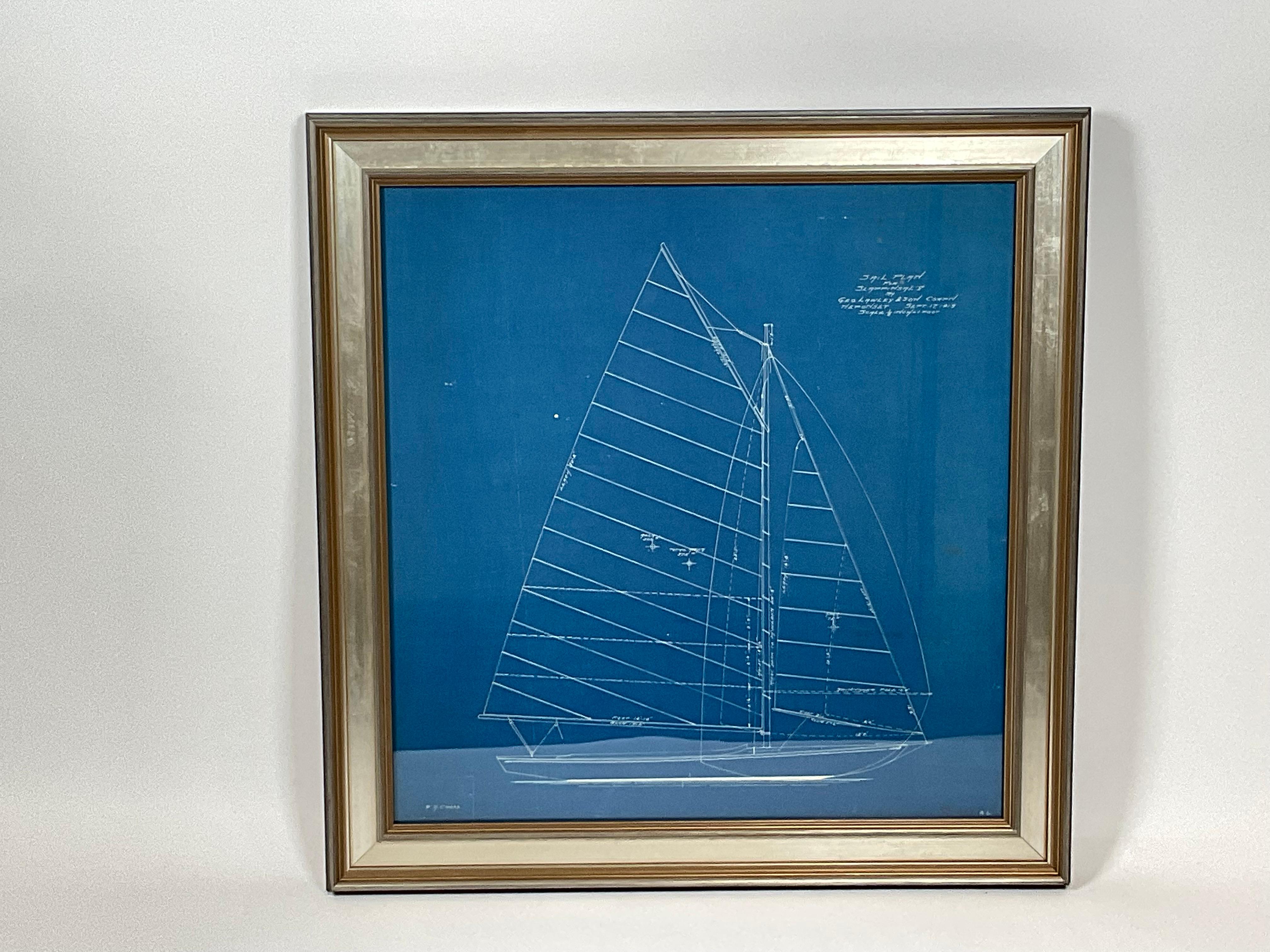 Early 20th Century Yacht Blueprint from George Lawley of Boston