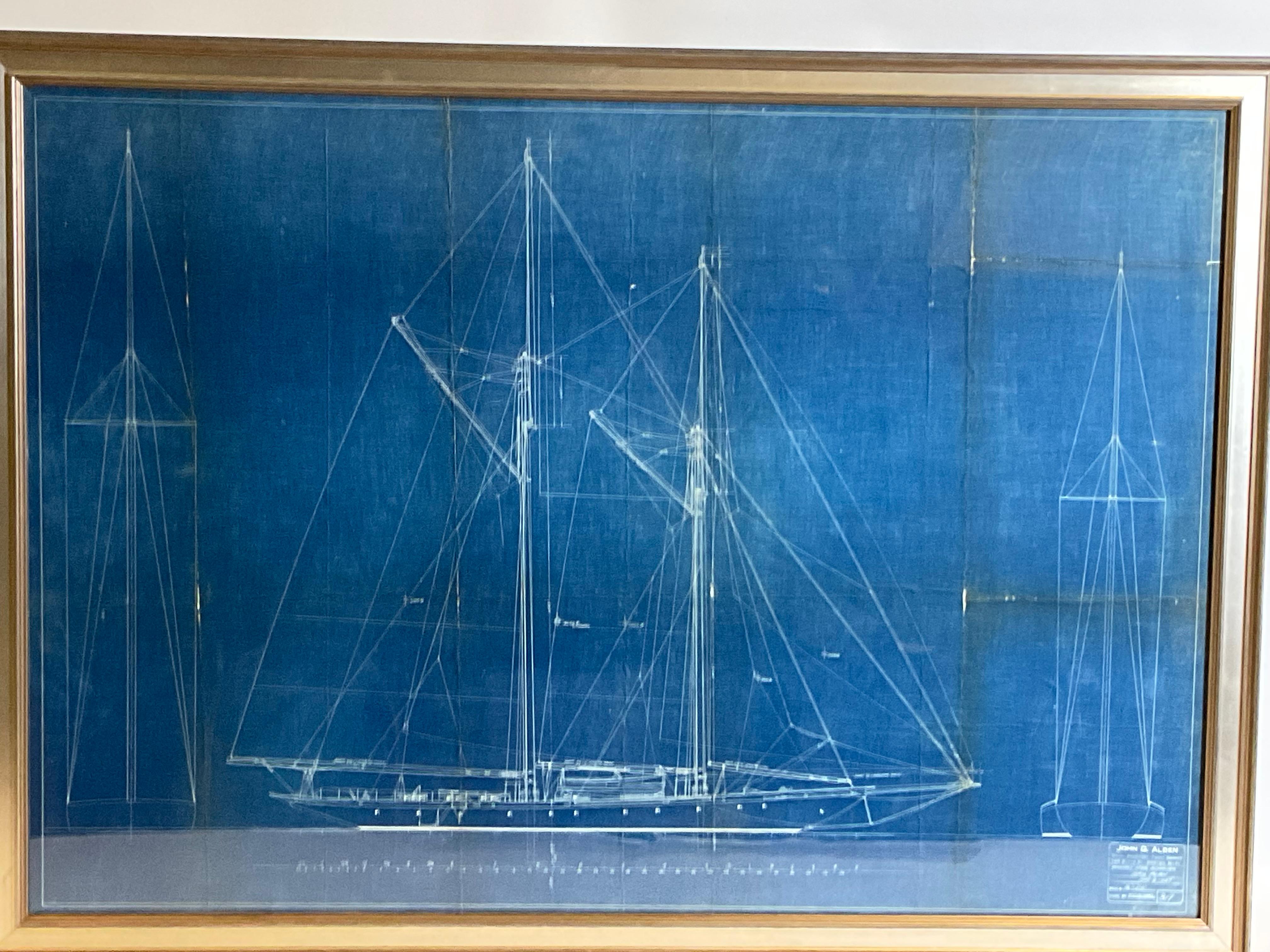 Yacht Blueprint From John Alden 1927 In Good Condition In Norwell, MA
