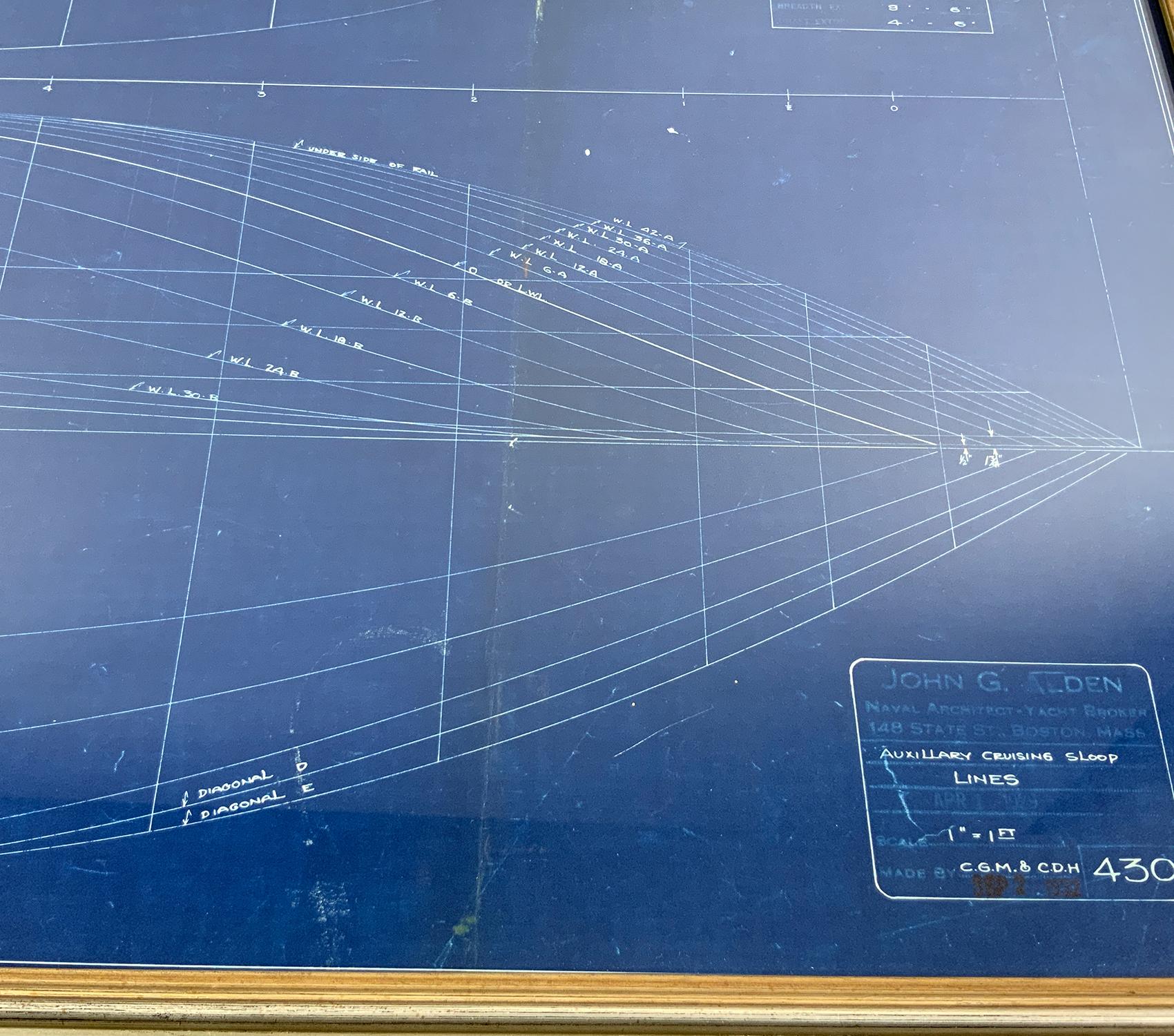 Paper Yacht Blueprint from John Alden, 1931 For Sale