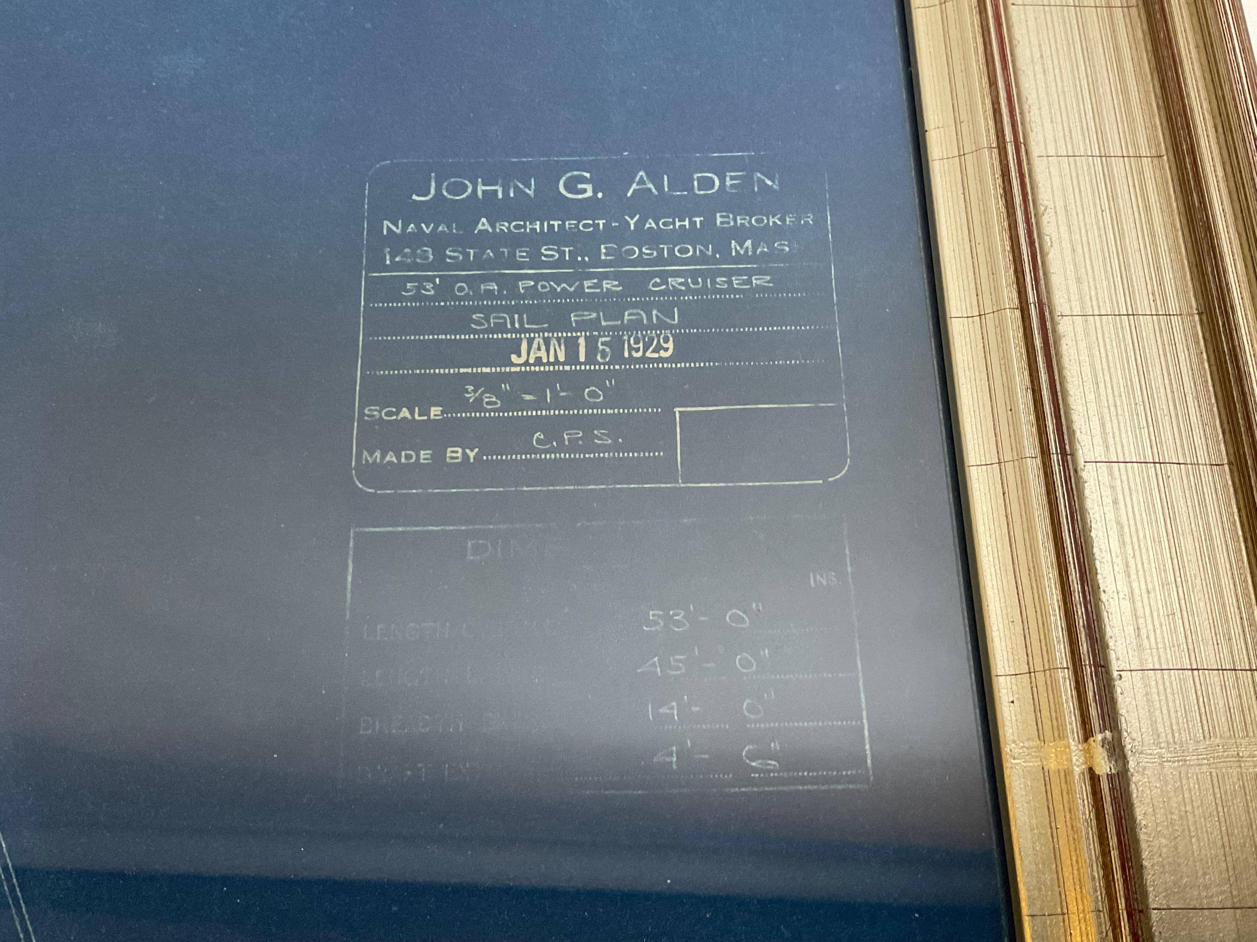 Yacht Blueprint From John Alden In Good Condition In Norwell, MA