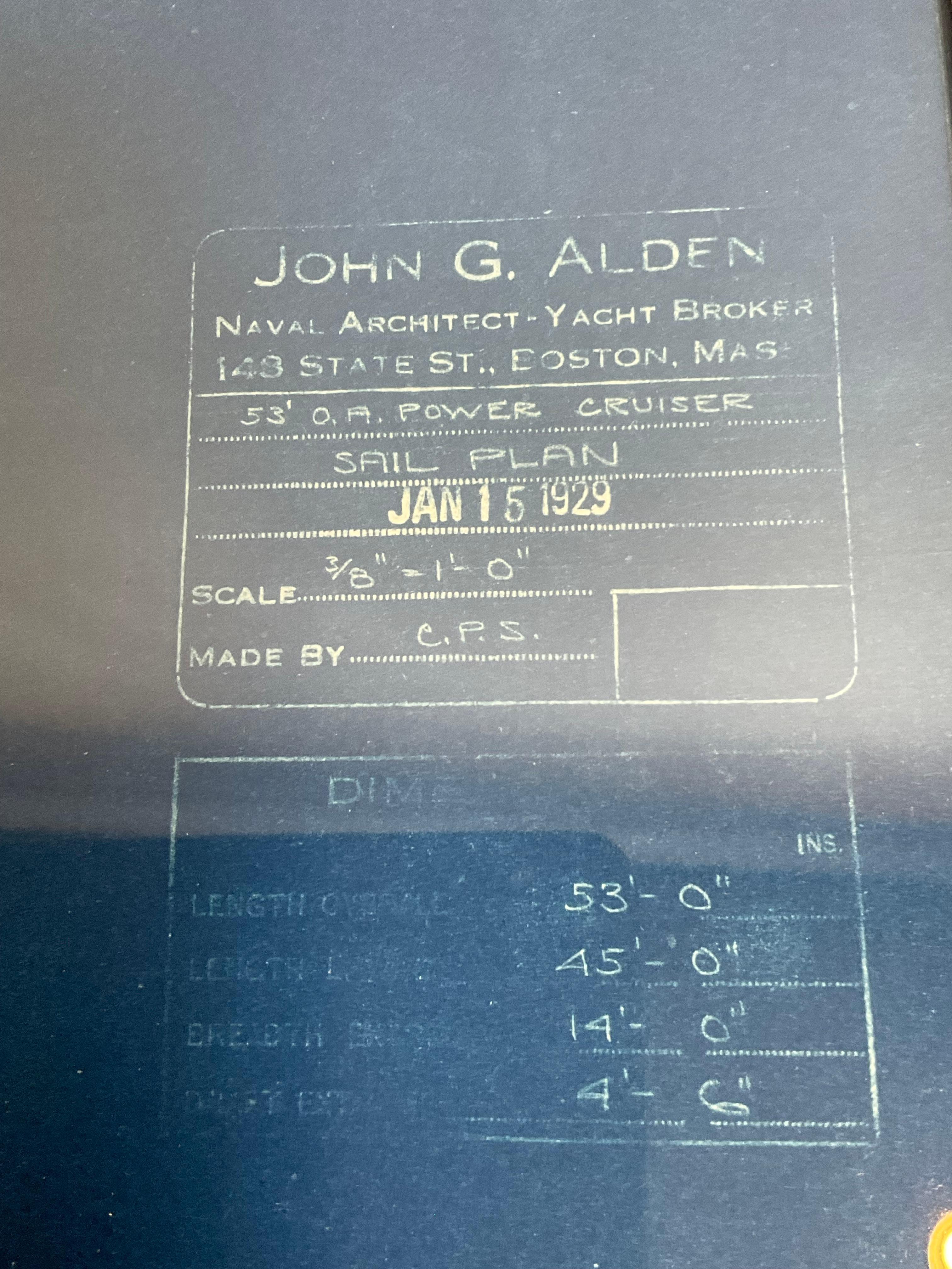 Early 20th Century Yacht Blueprint From John Alden