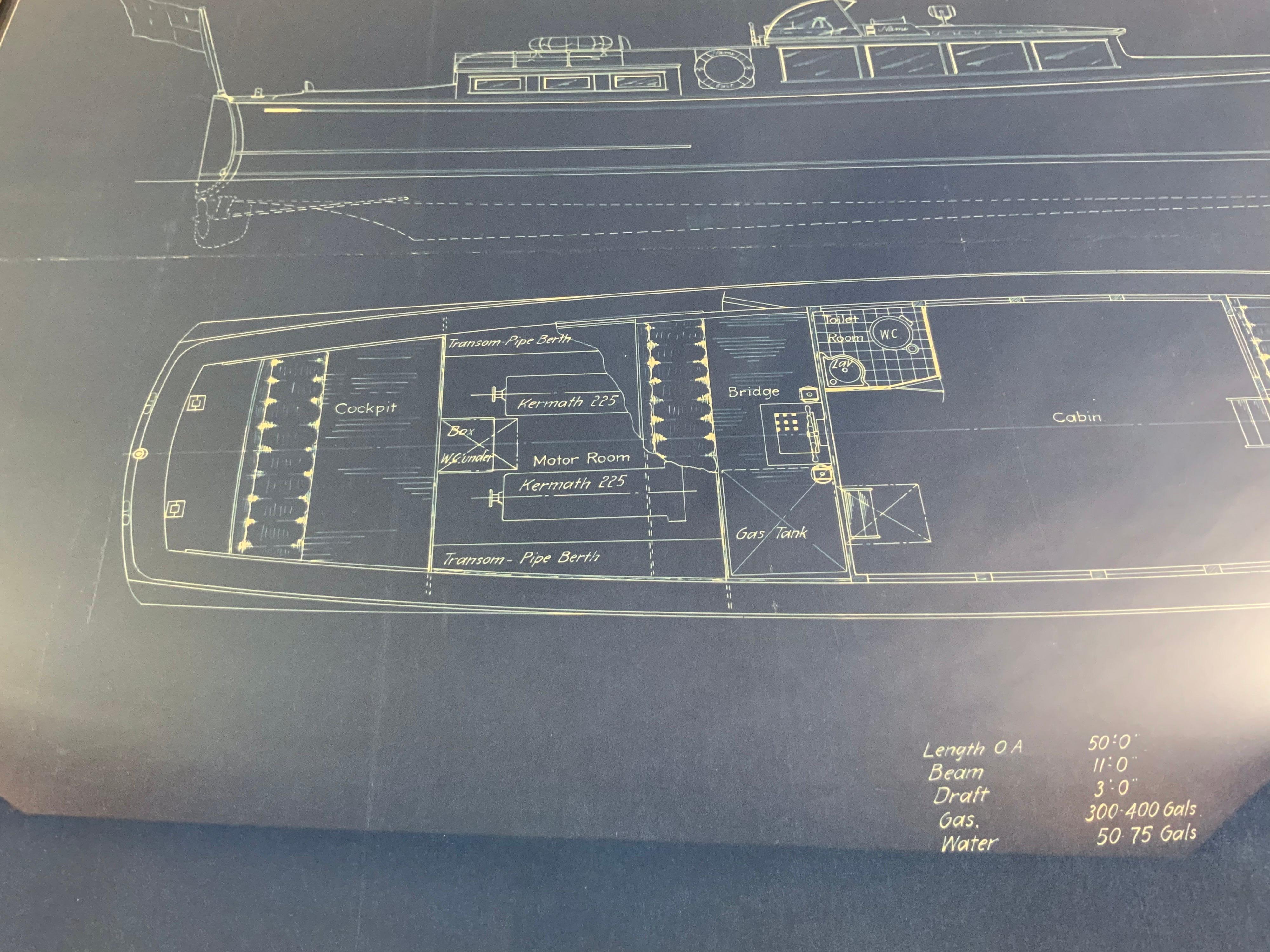 Blueprint du yacht d'un yacht de cinquante pieds par Howard Chapelle en vente 4