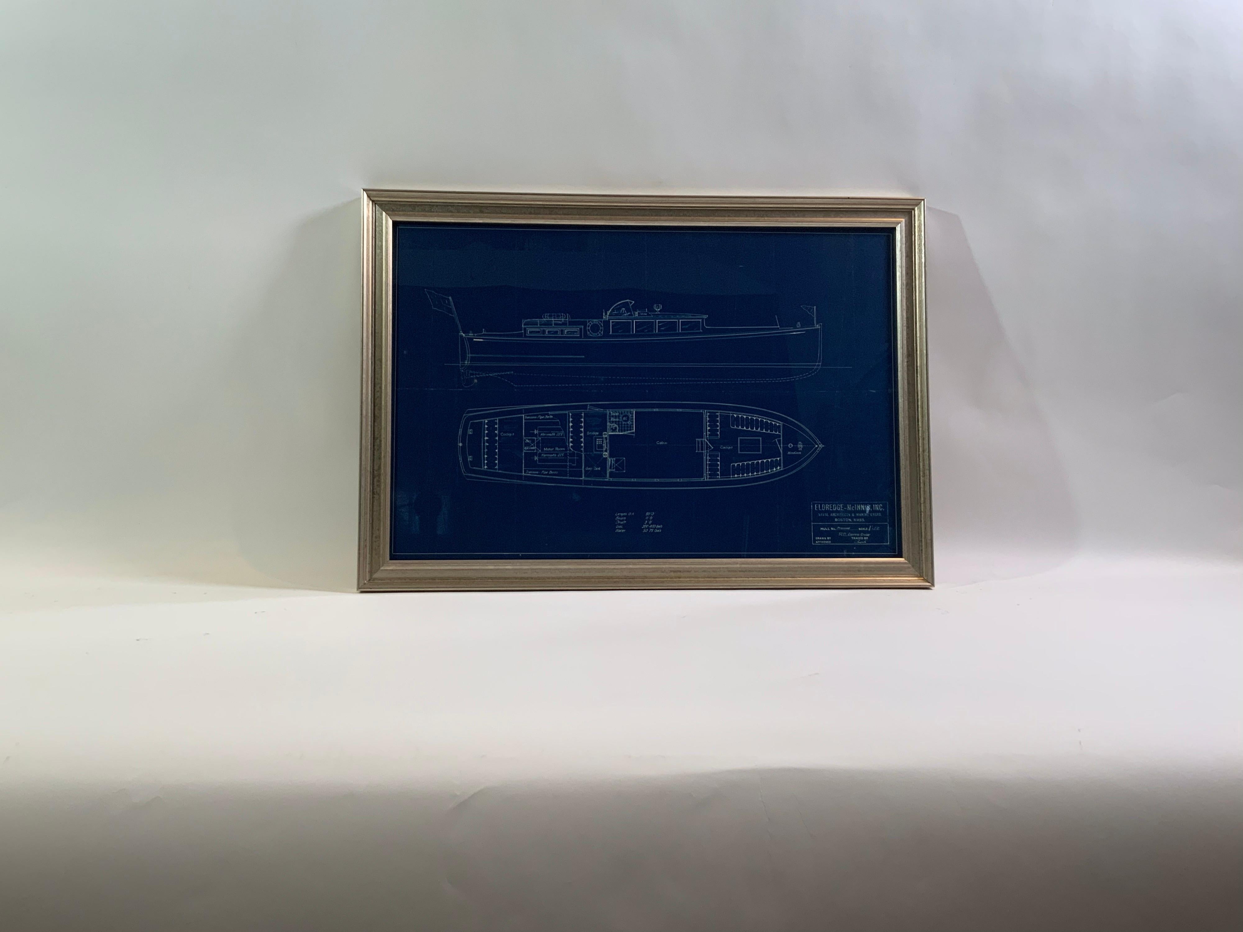 Milieu du XXe siècle Blueprint du yacht d'un yacht de cinquante pieds par Howard Chapelle en vente