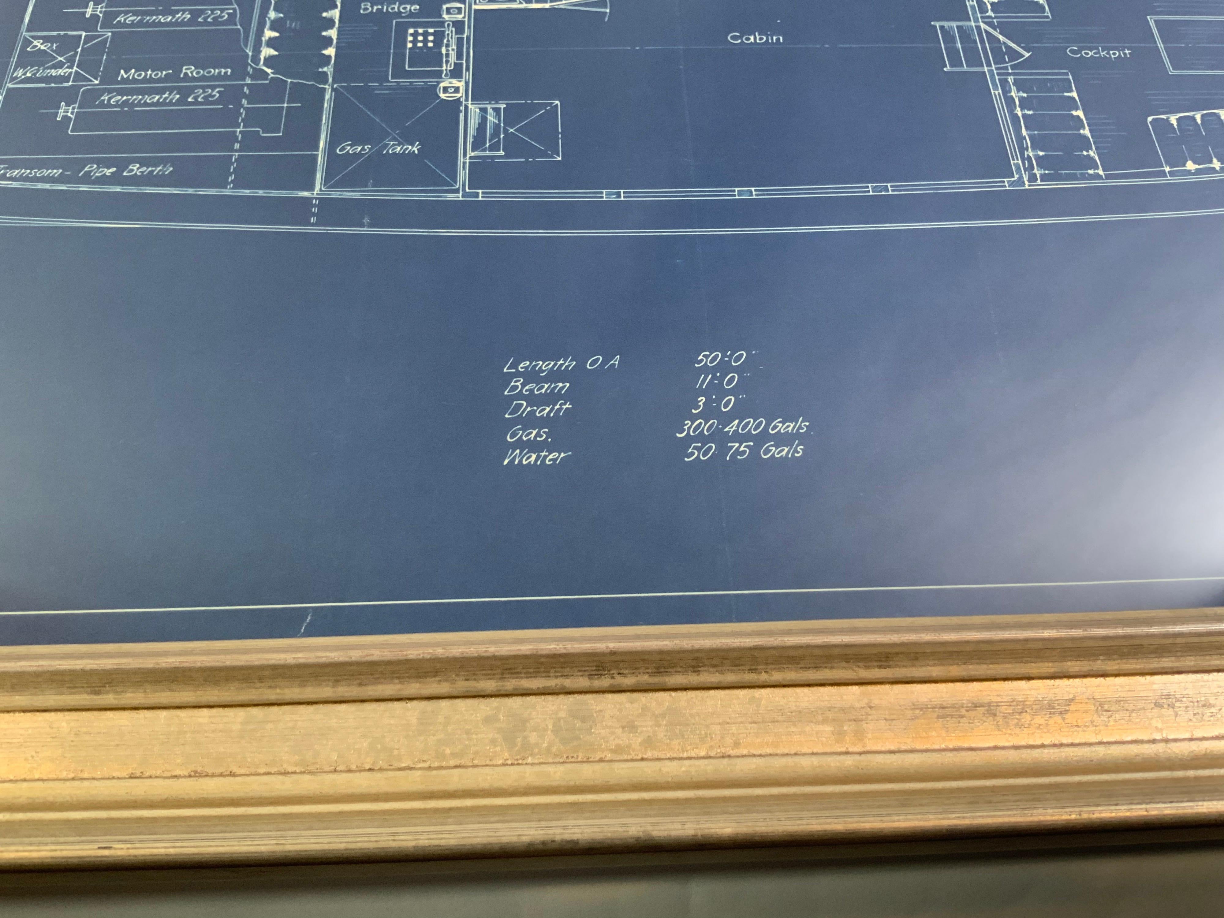Mid-20th Century Yacht Blueprint of a Fifty Foot Yacht by Howard Chapelle For Sale