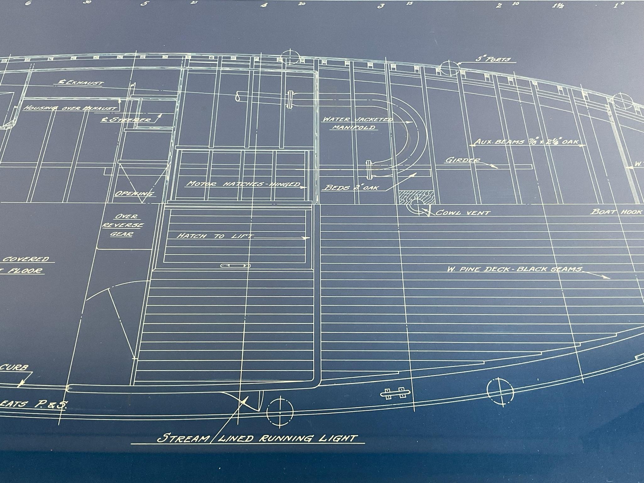 Yacht Blueprint of a Launch by B.T. Dobson Naval Architect. For Sale 3
