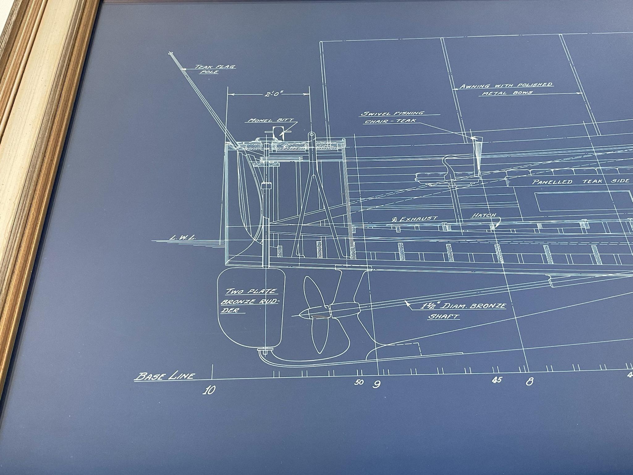 Yacht Blueprint of a Launch by B.T. Dobson Naval Architect. For Sale 7
