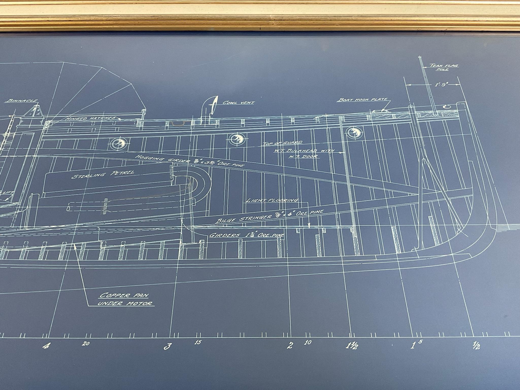 Yacht Blueprint of a Launch by B.T. Dobson Naval Architect. For Sale 9