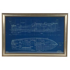 Blueprint du yacht d'une lancement par B.T. Architecte naval de Dobson.