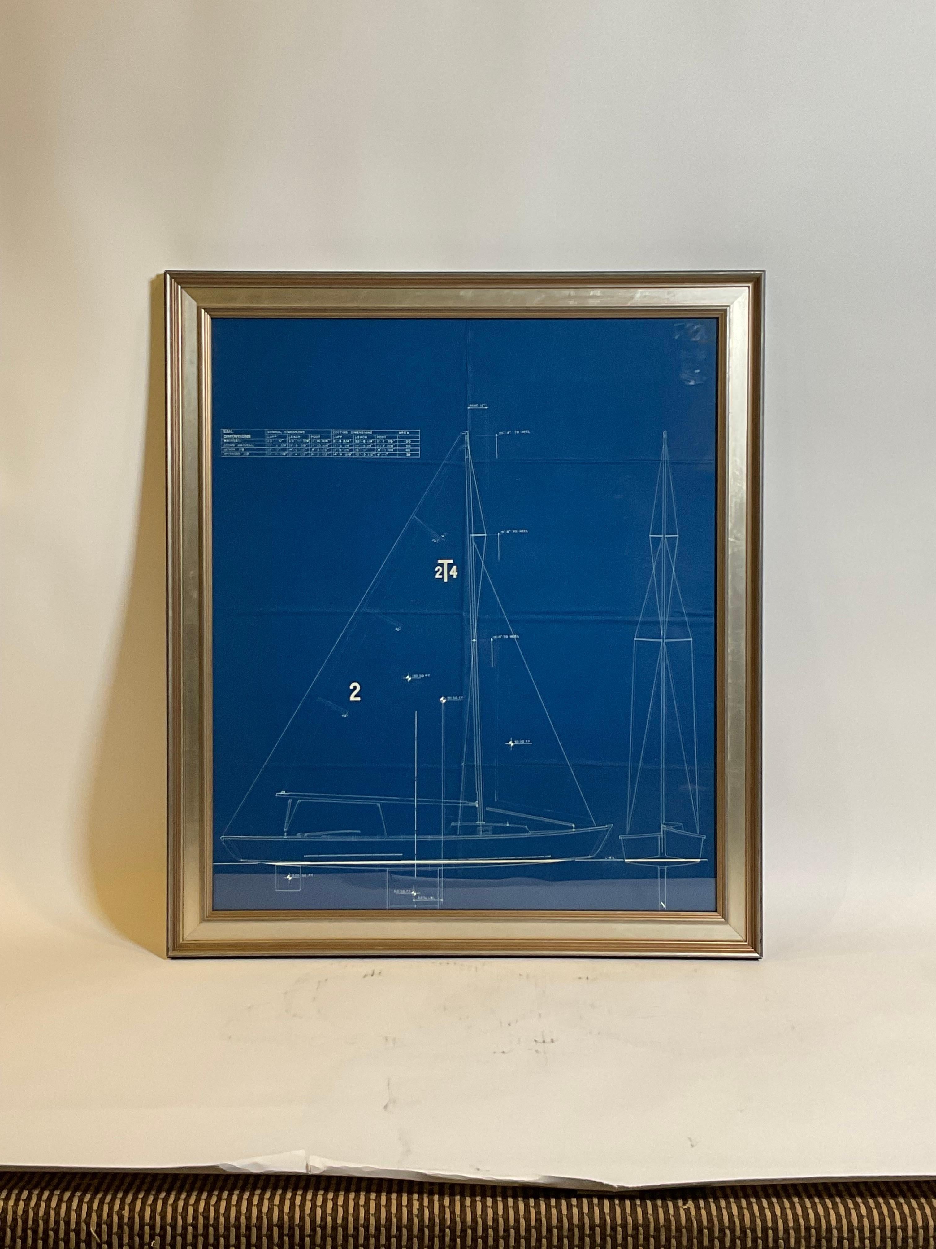 Yacht Blueprint Of A Sailing Yacht In Good Condition In Norwell, MA