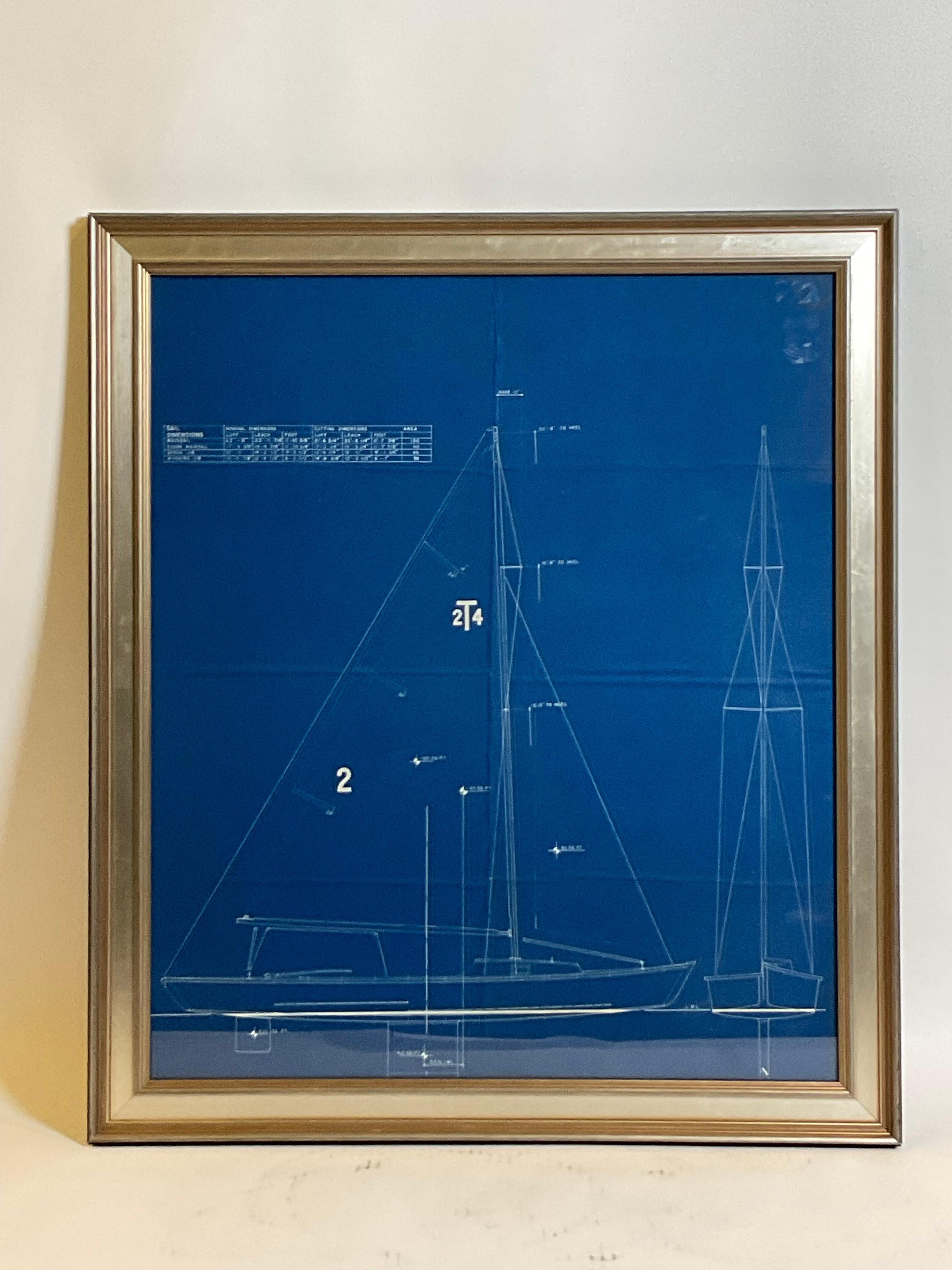 Mid-20th Century Yacht Blueprint Of A Sailing Yacht