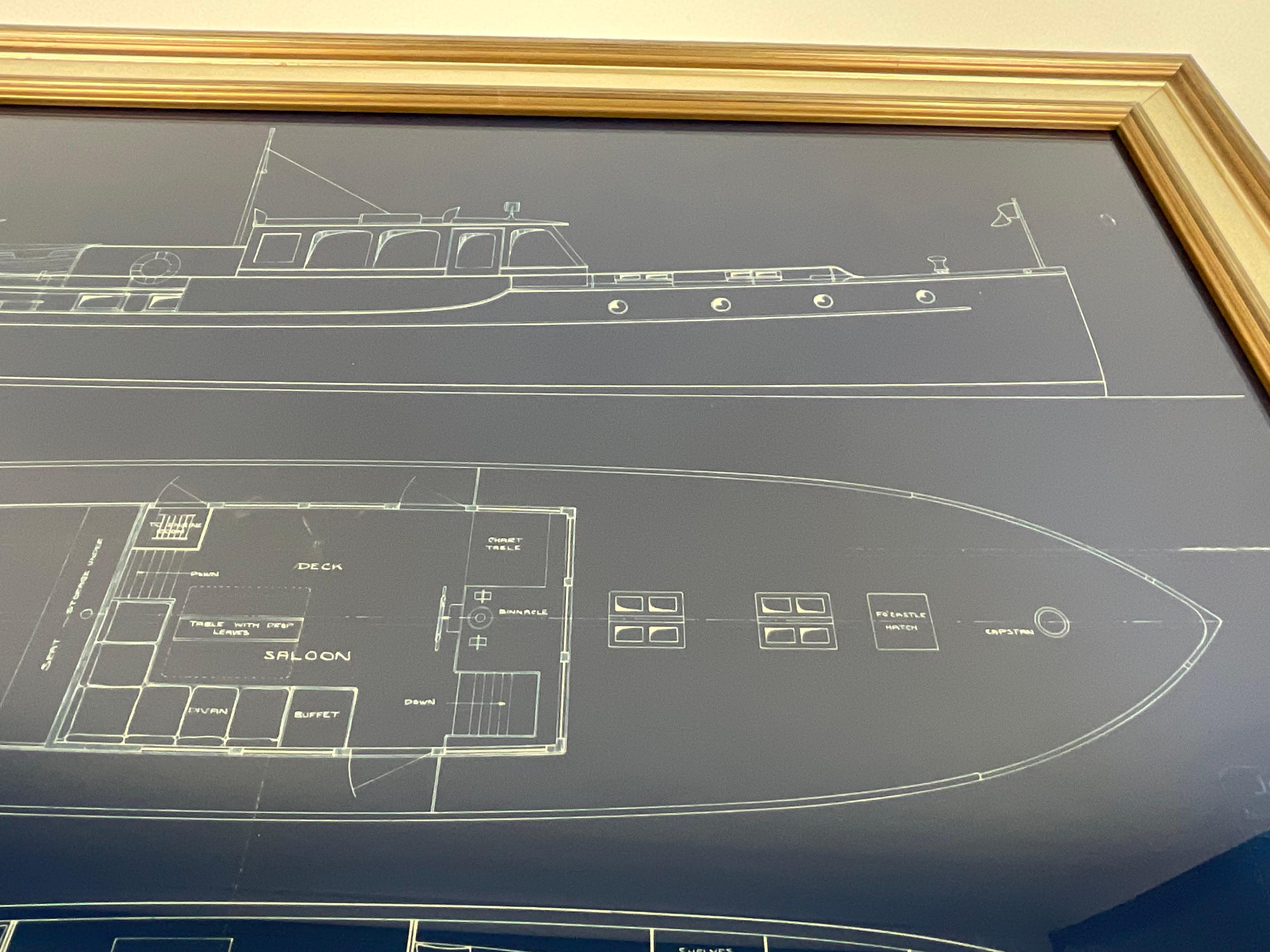 Mid-20th Century Yacht Blueprint of a Sixty Foot Fast Cruiser For Sale