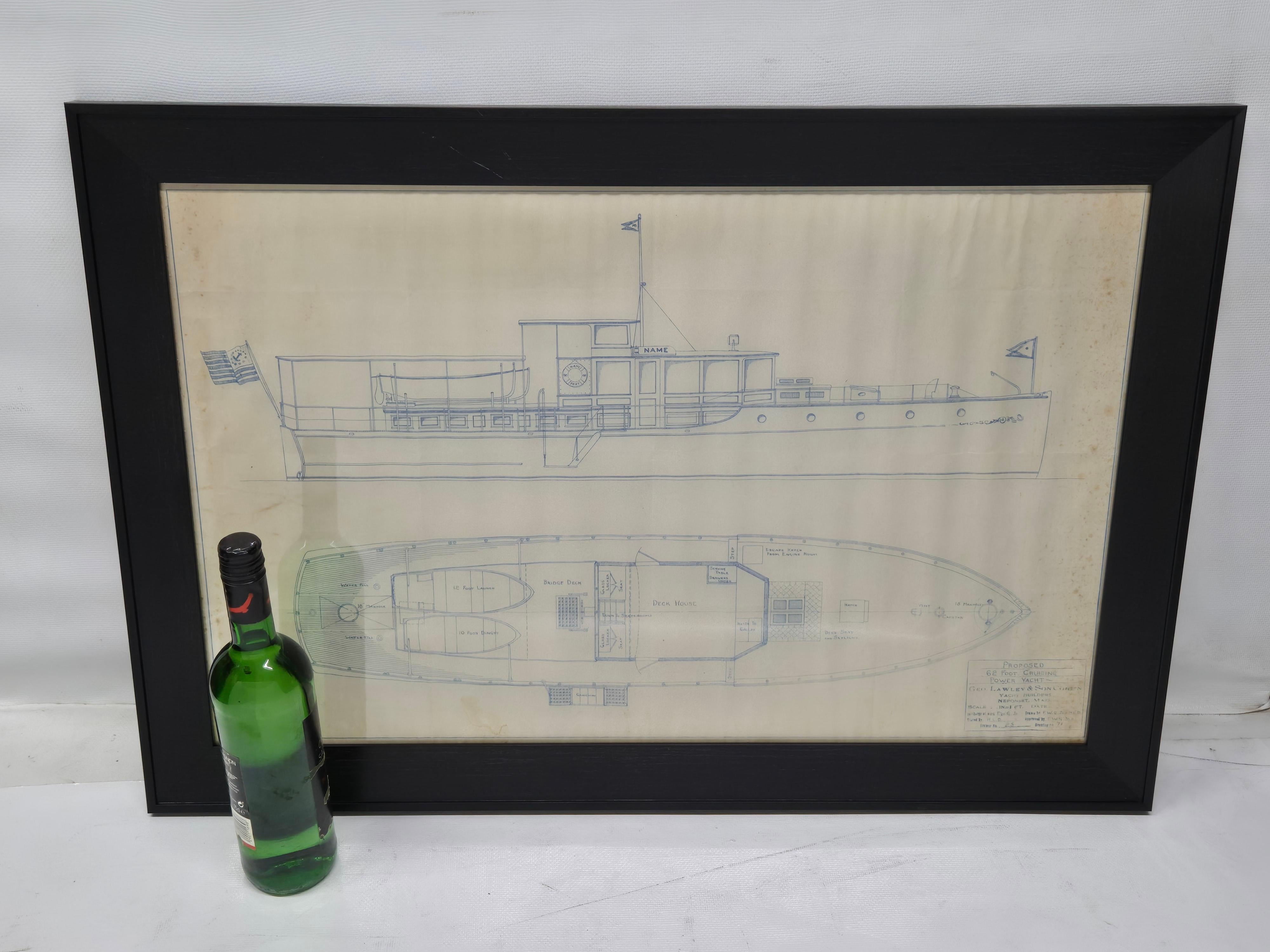 Plano de un yate a motor de crucero de sesenta y dos pies Norteamericano en venta