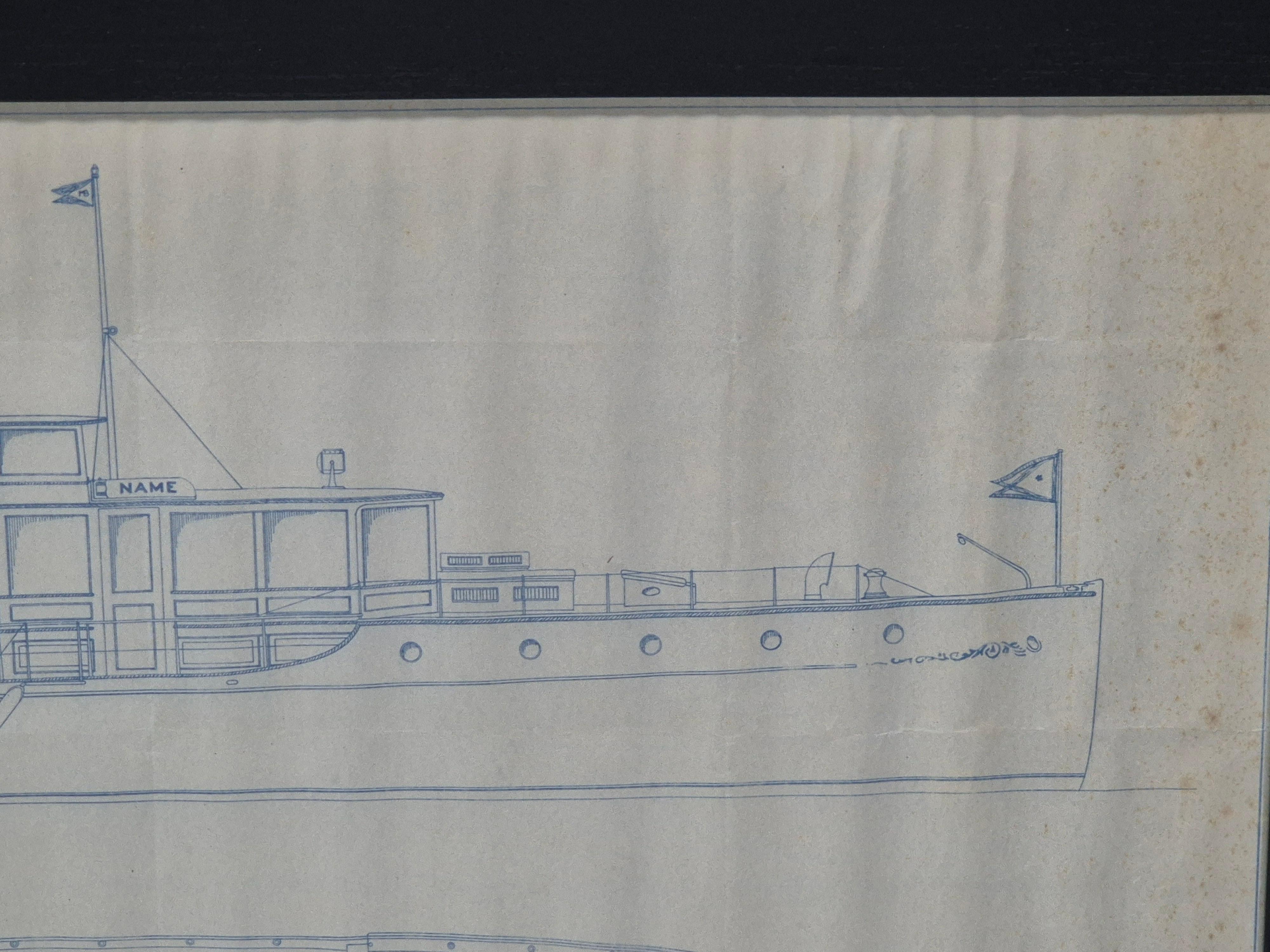 Plano de un yate a motor de crucero de sesenta y dos pies Papel en venta