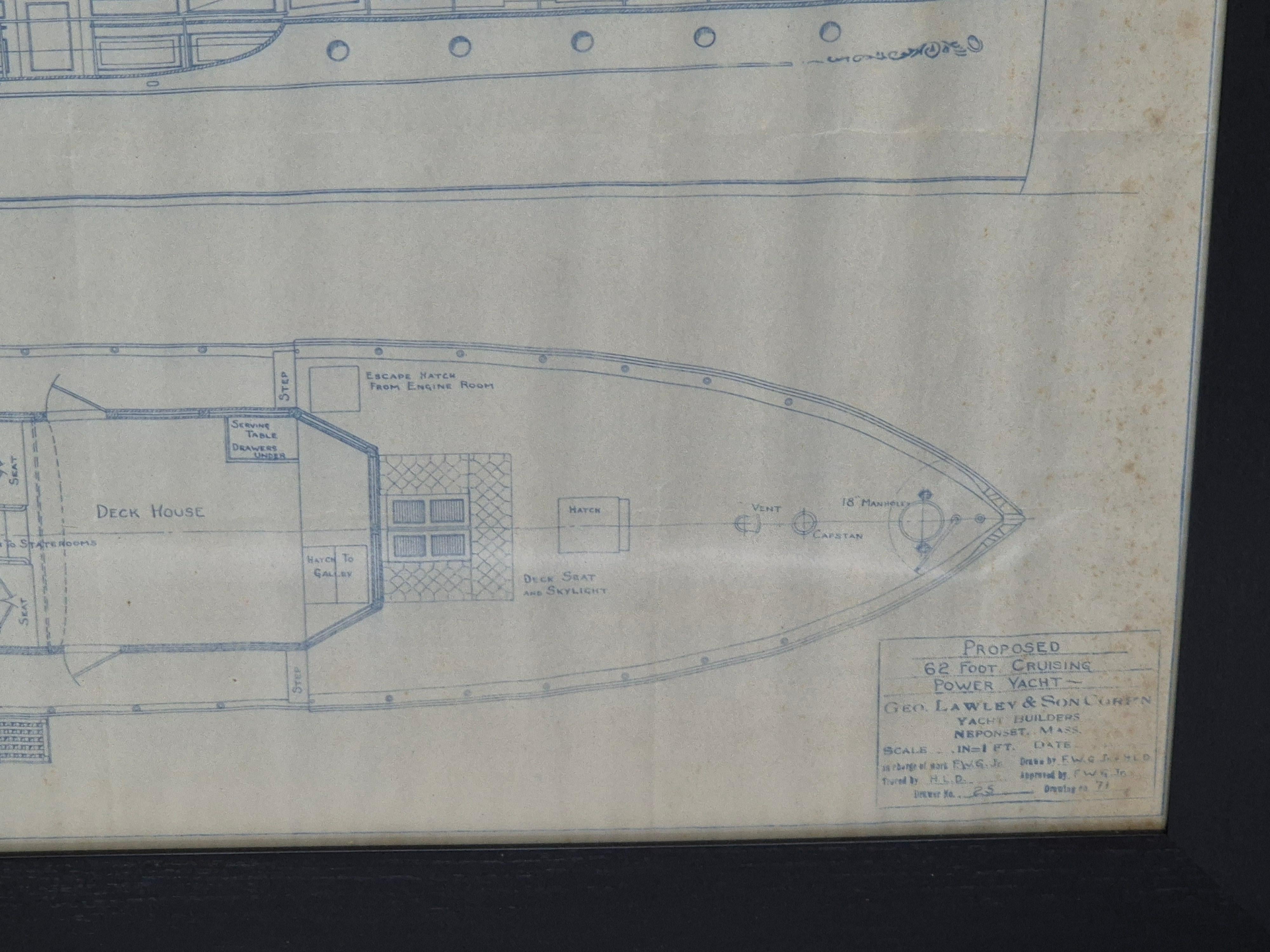 Plano de un yate a motor de crucero de sesenta y dos pies en venta 1