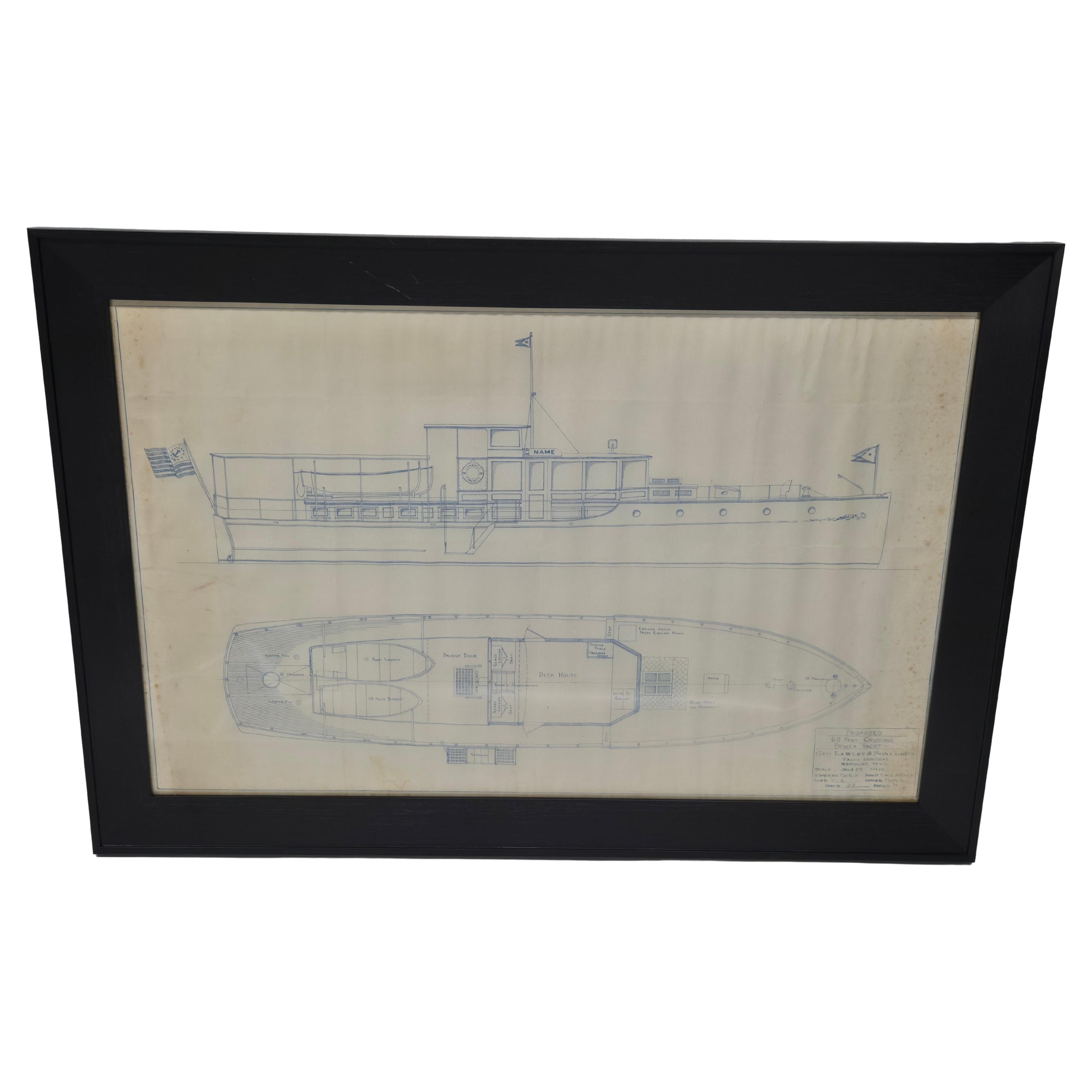 Yacht Blueprint of a Sixty-Two Foot Cruising Power Yacht