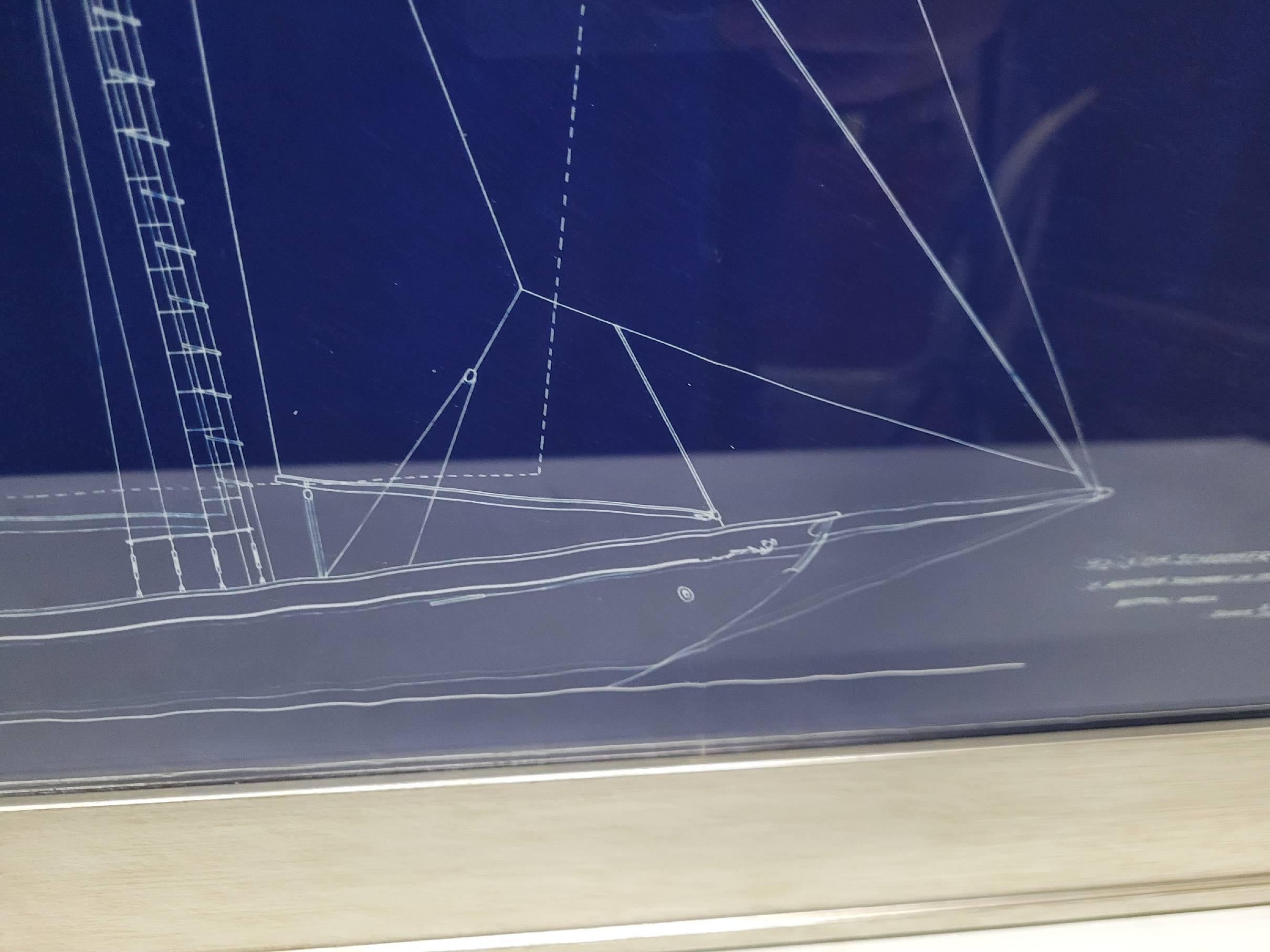 Yacht Blueprint of a Two-Masted Schooner by Arthur Shuman Jr. For Sale 1