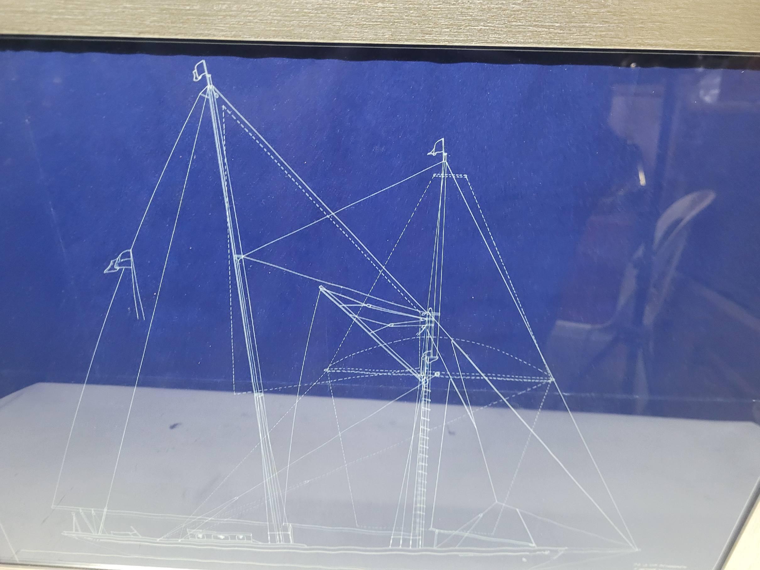 Yacht Blueprint of a Two-Masted Schooner by Arthur Shuman Jr. For Sale 2