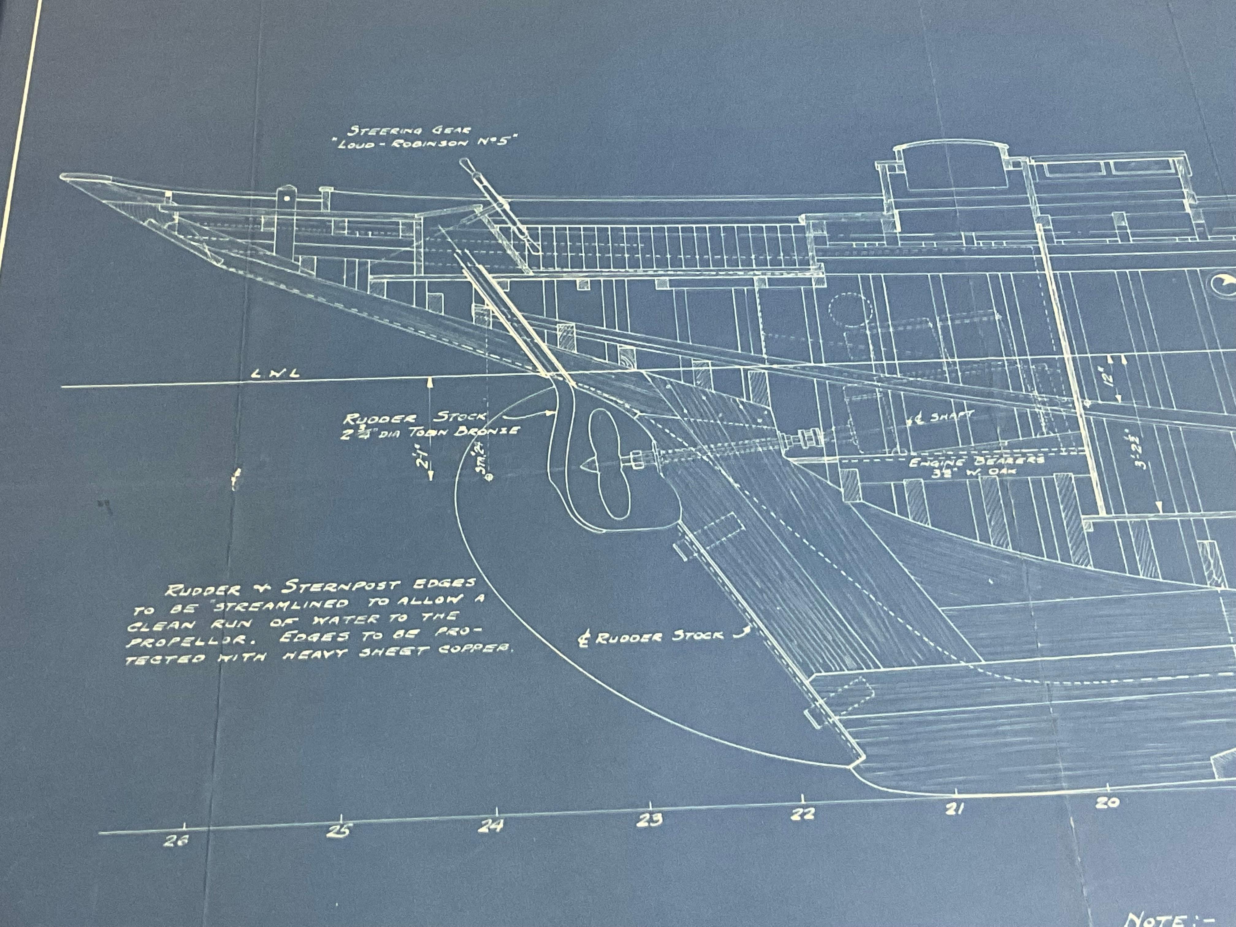 Yacht Blueprint of an Auxiliary Schooner Yacht For Sale 5