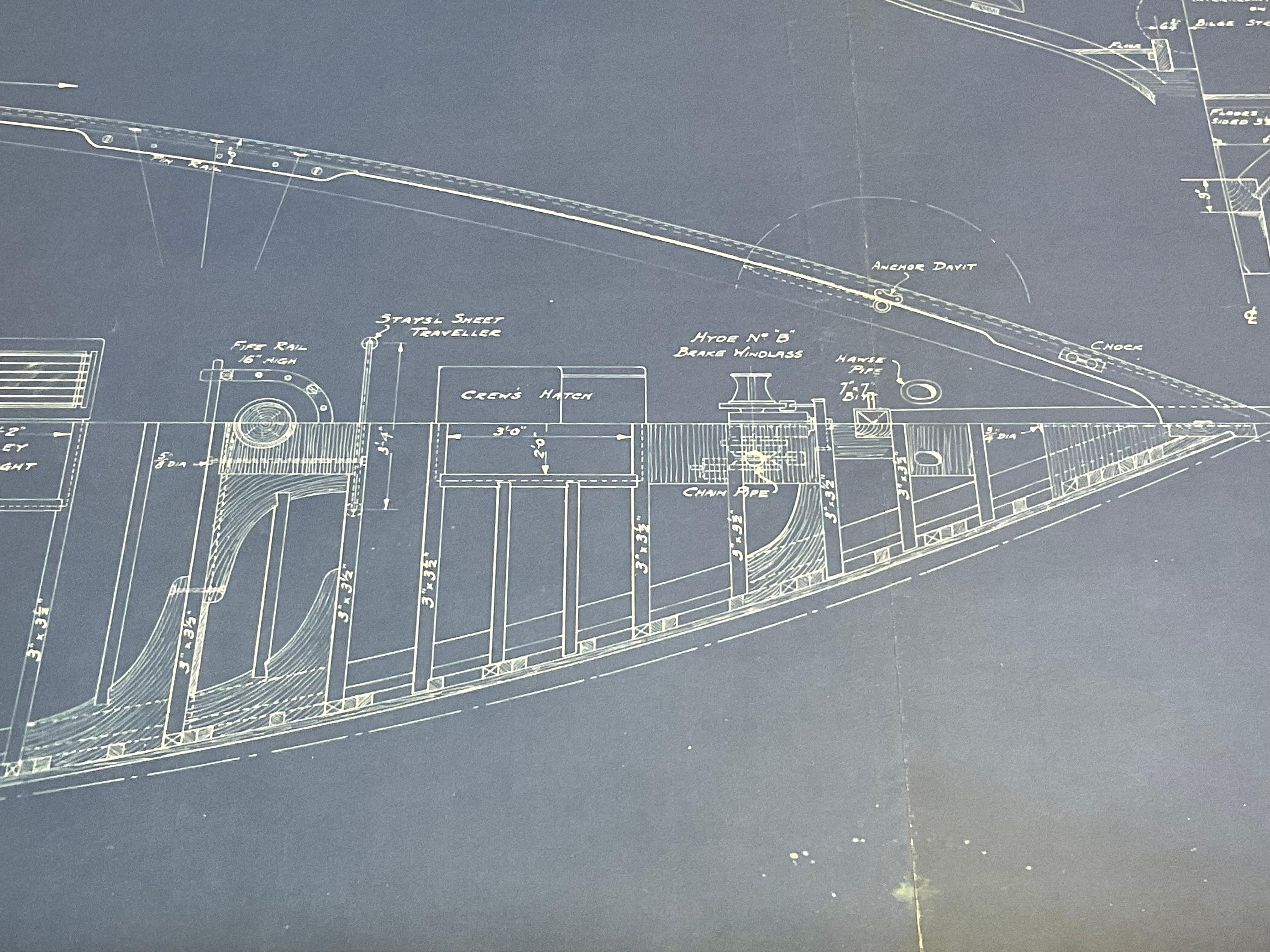 Yacht Blueprint of an Auxiliary Schooner Yacht For Sale 2