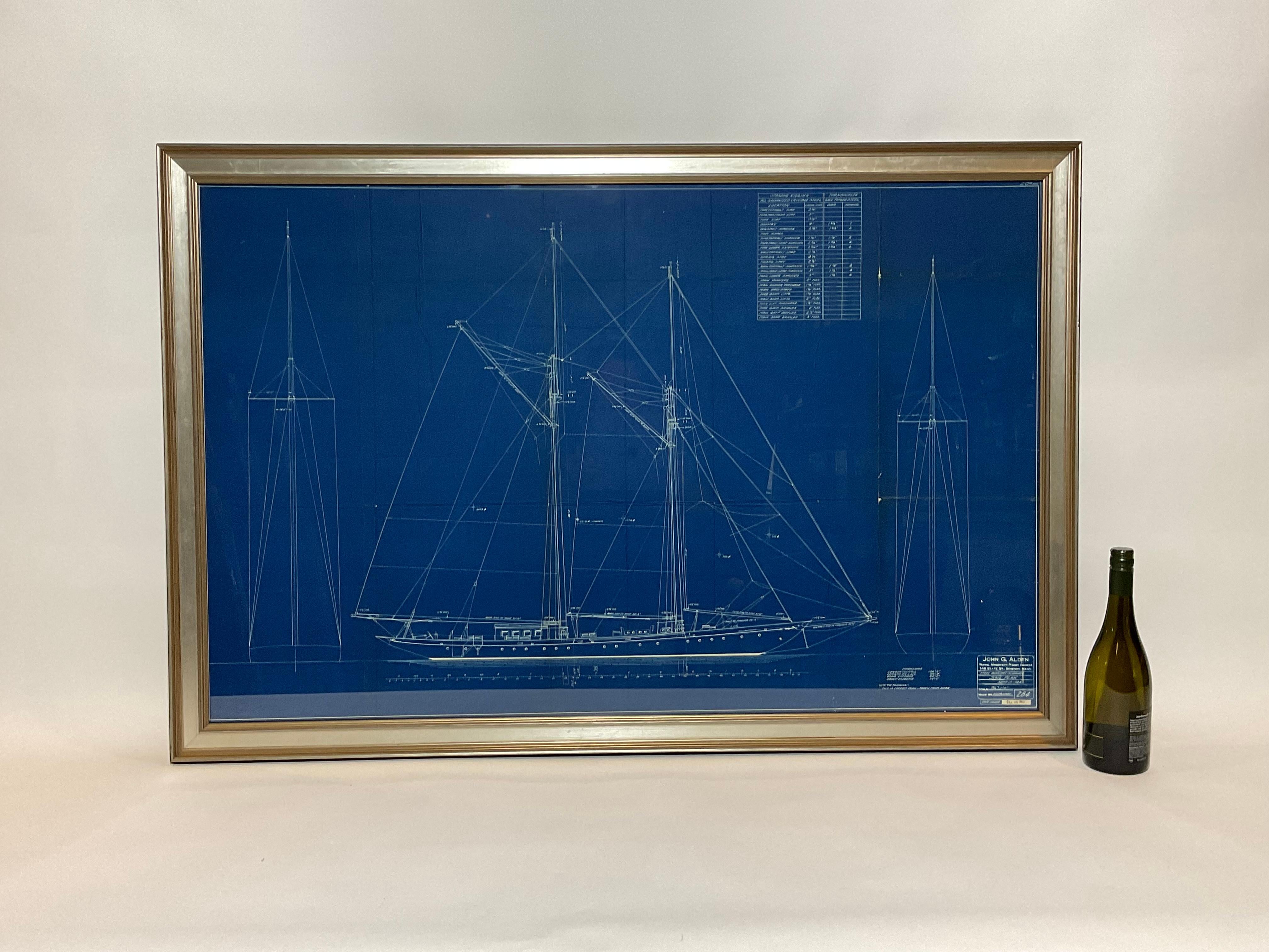 Original John Alden blueprint for the schooner yacht 