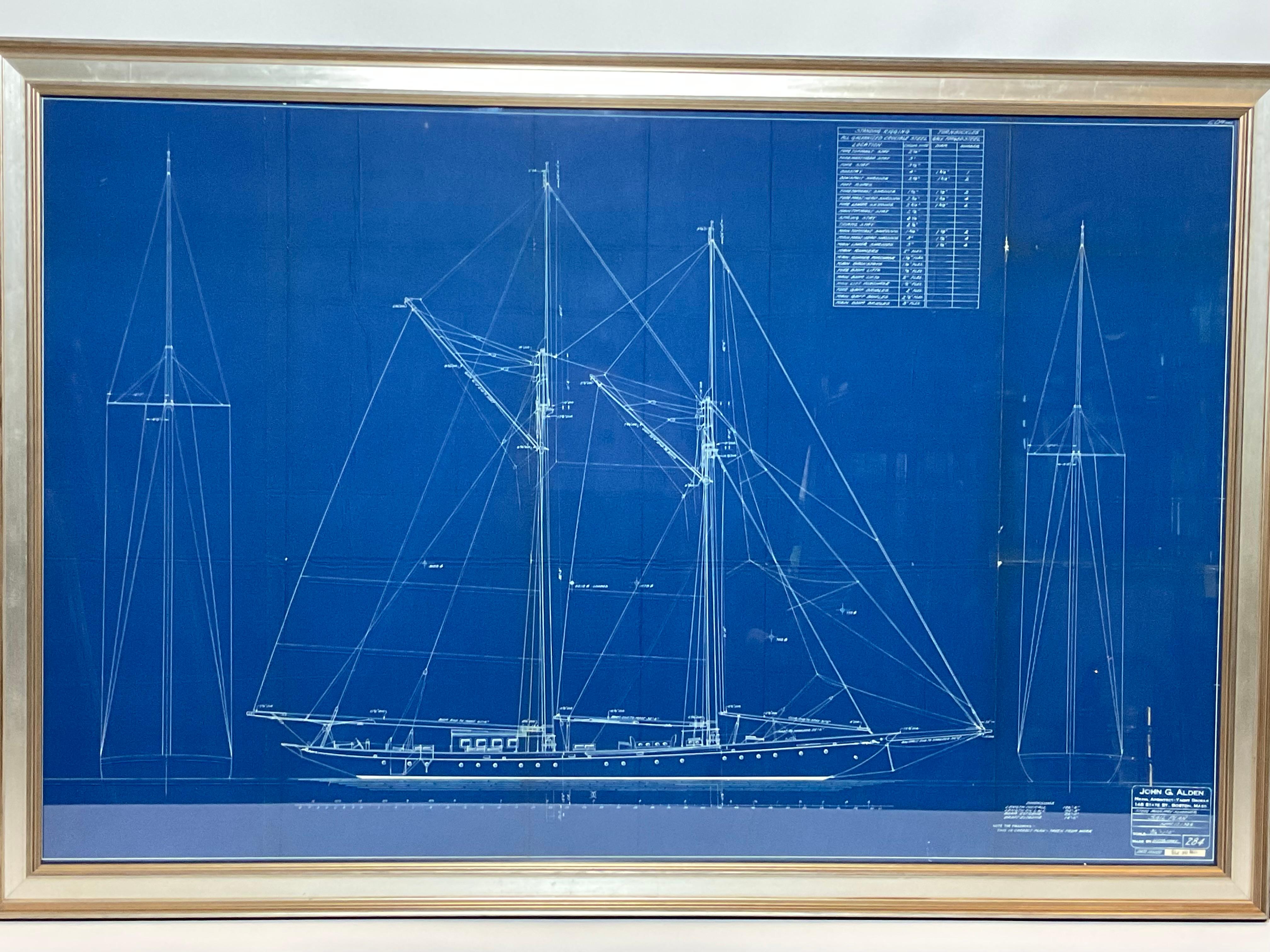 Early 20th Century Yacht Blueprint of 