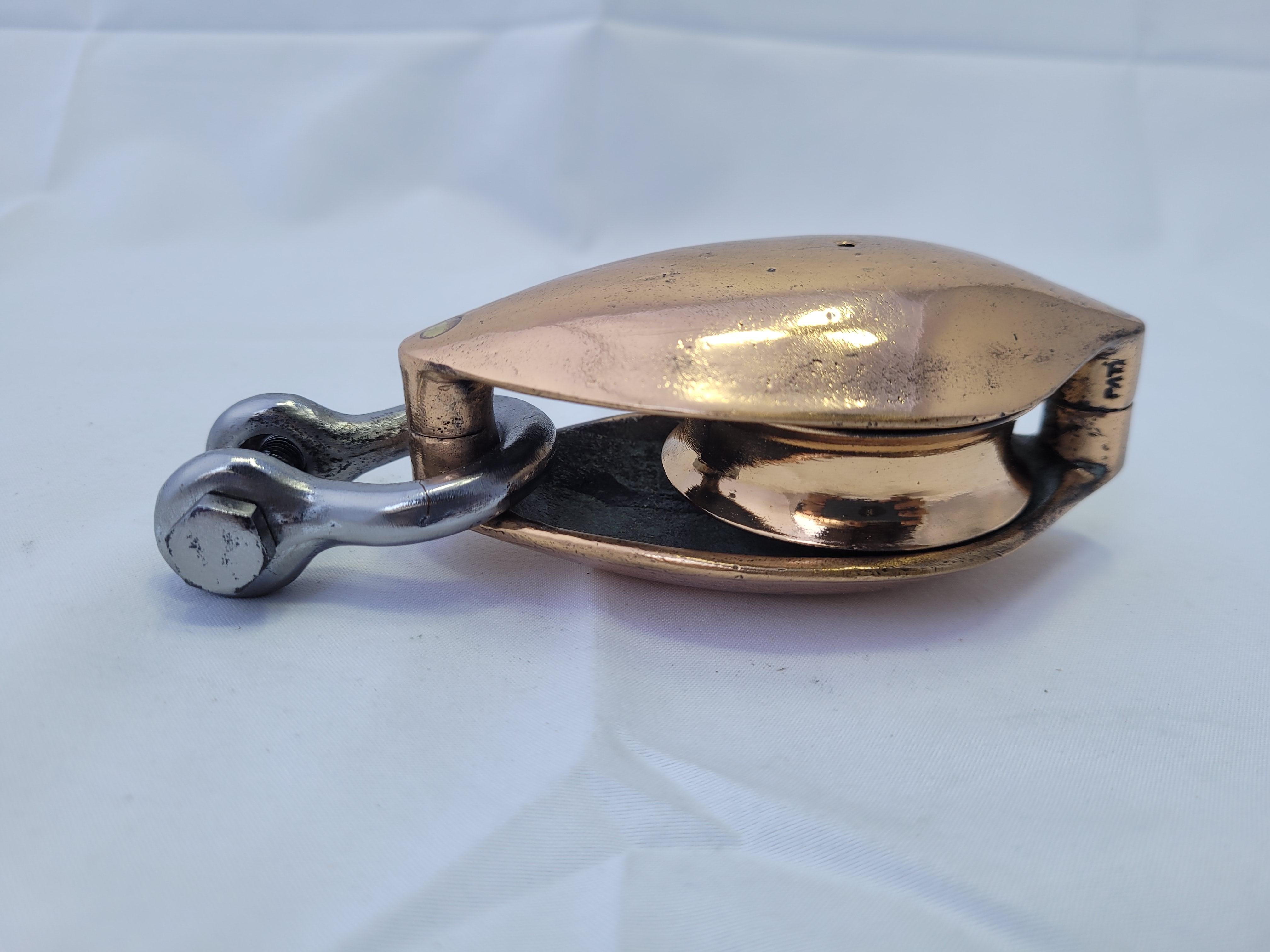 Brass Yacht Pulley Block by Merriman For Sale