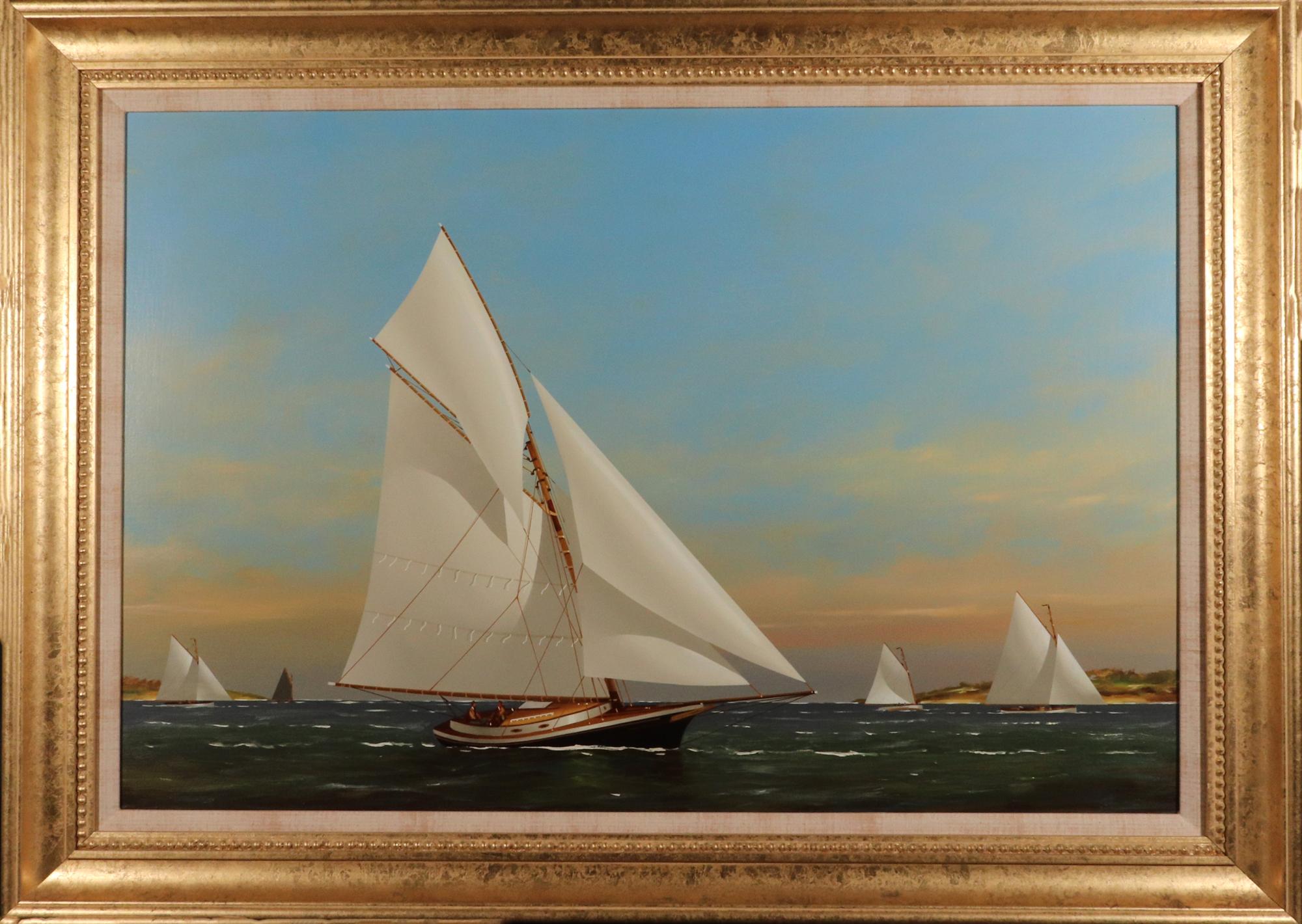 Modern Yacht Racing off Cape Cod, Vernon Broe (American 1930-2011) For Sale