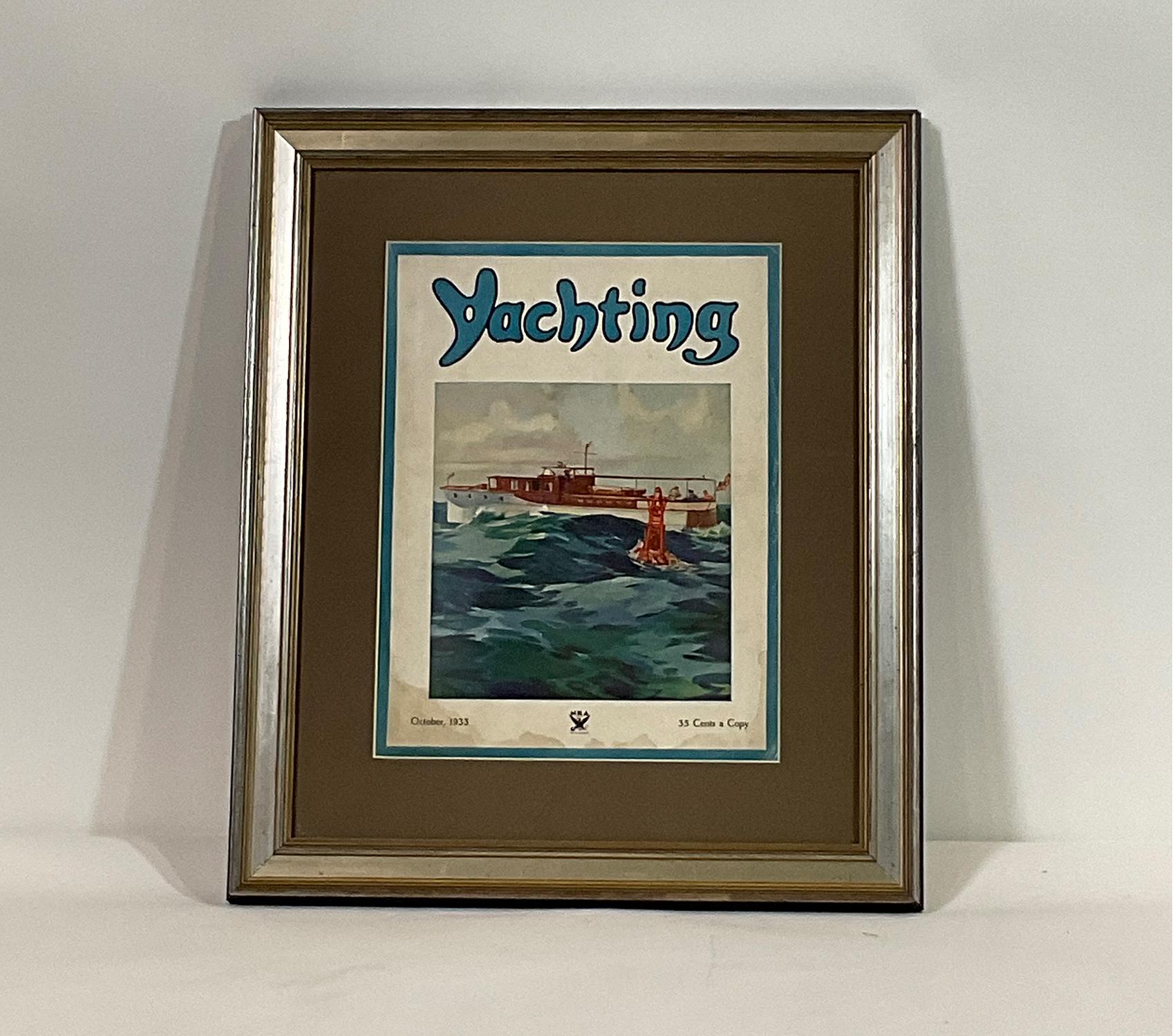 1933 yachting magazine cover showing a yacht passing a buoy. Dated October 1933. Matted and framed. Note staining.

Weight: 5 lbs.
Overall Dimensions: 18” H x 15” L
Made: America
Material: Paper
Date: 1933
