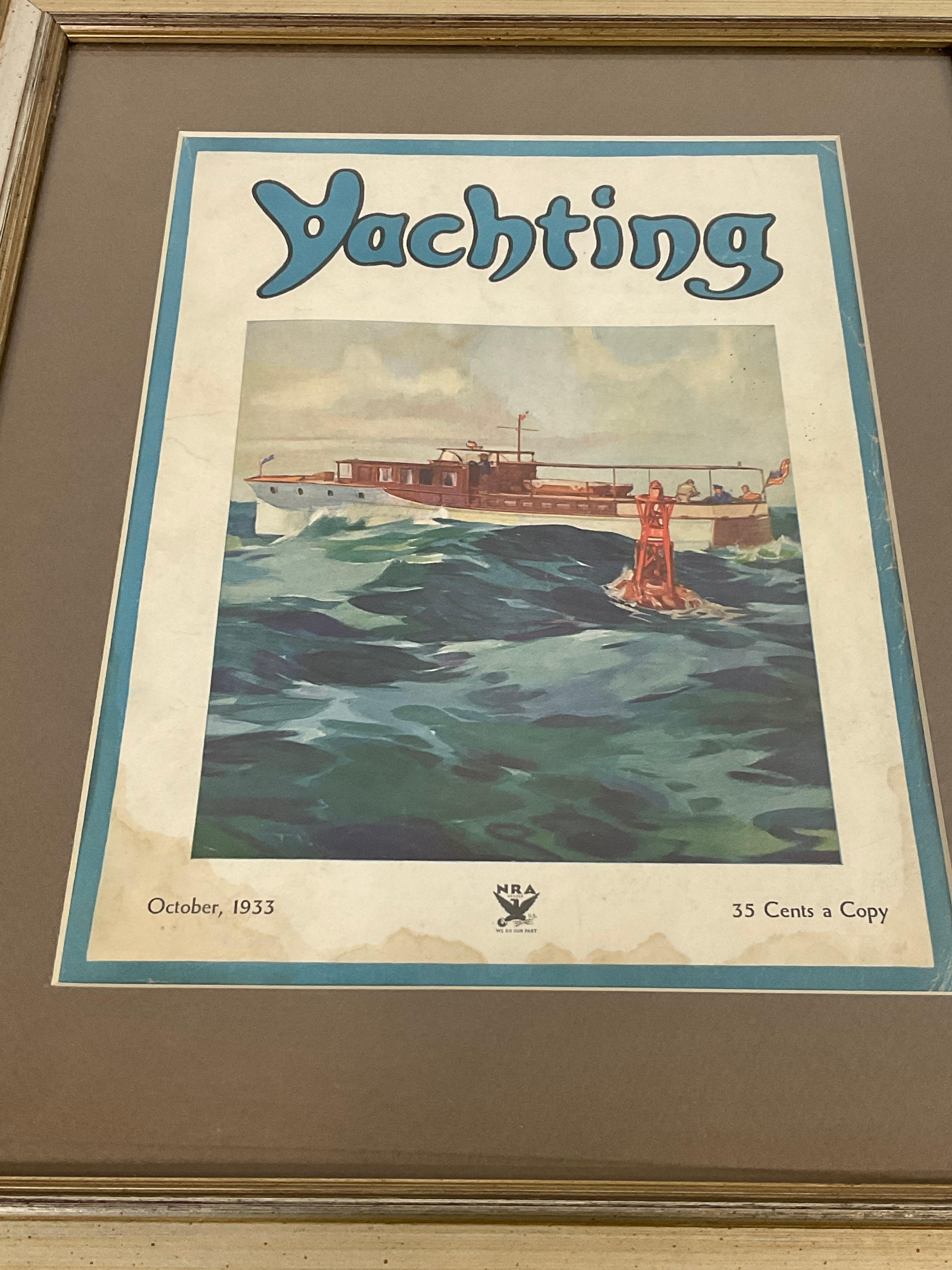 Yachting Magazine Cover in Frame In Good Condition For Sale In Norwell, MA