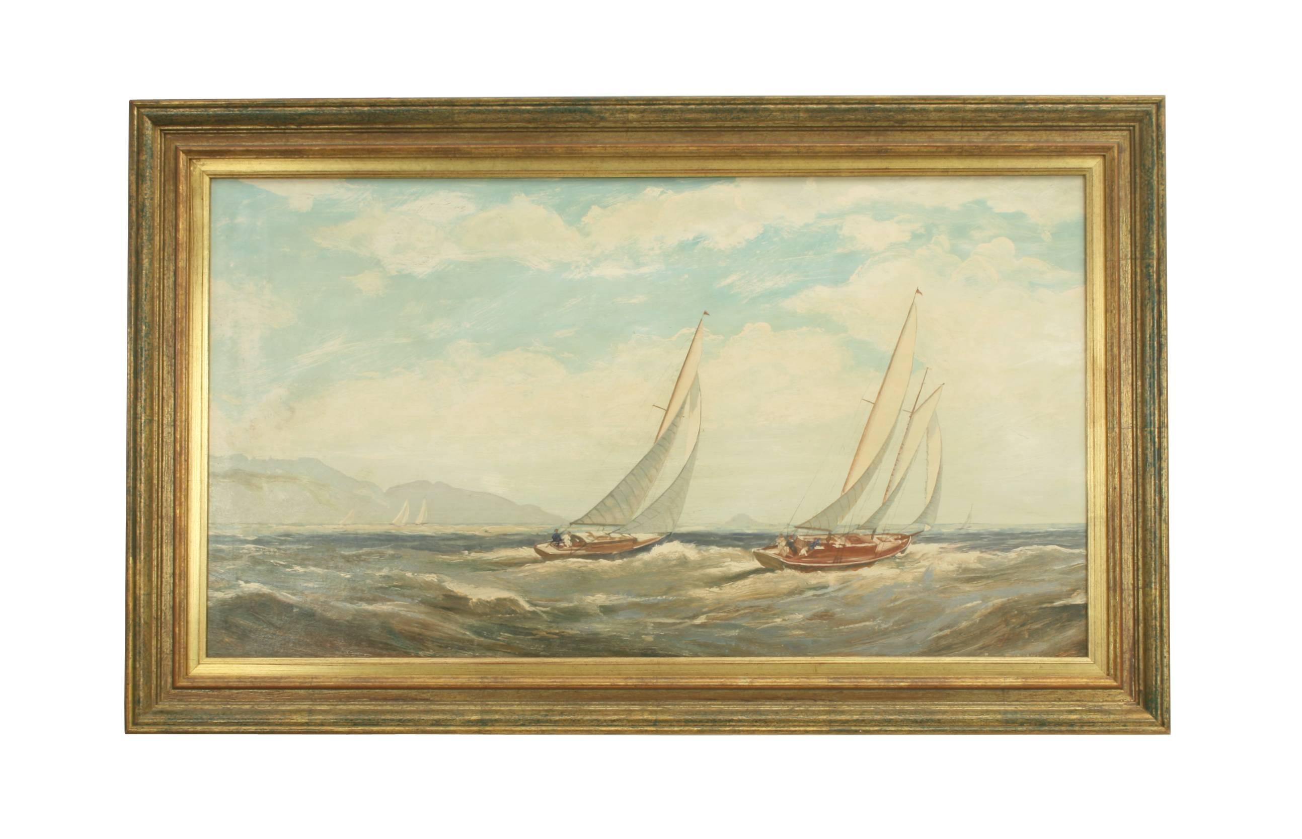 Mid-20th Century Yachting Oil Painting, a Good Breeze