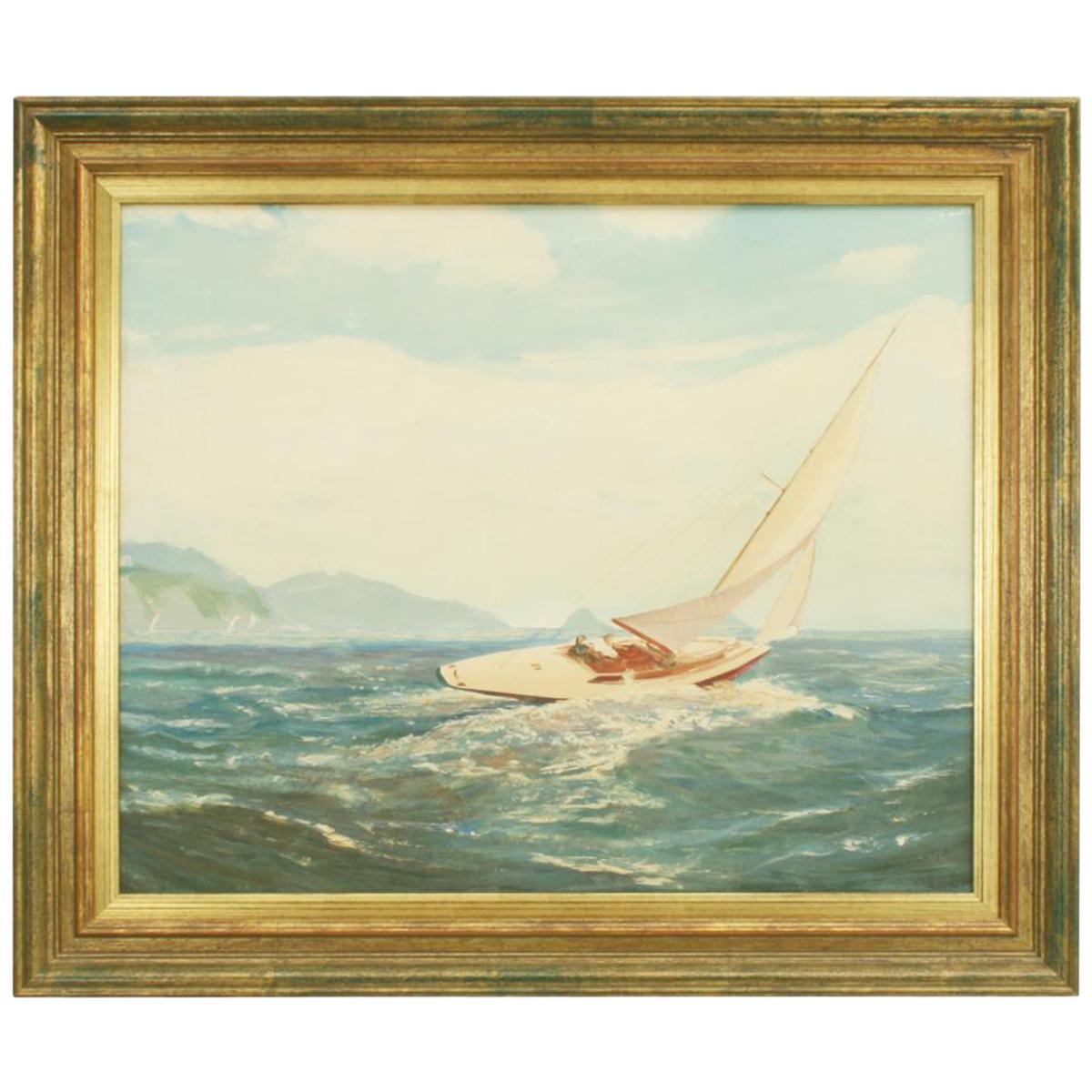 Yachting Oil Painting, a Good Breeze