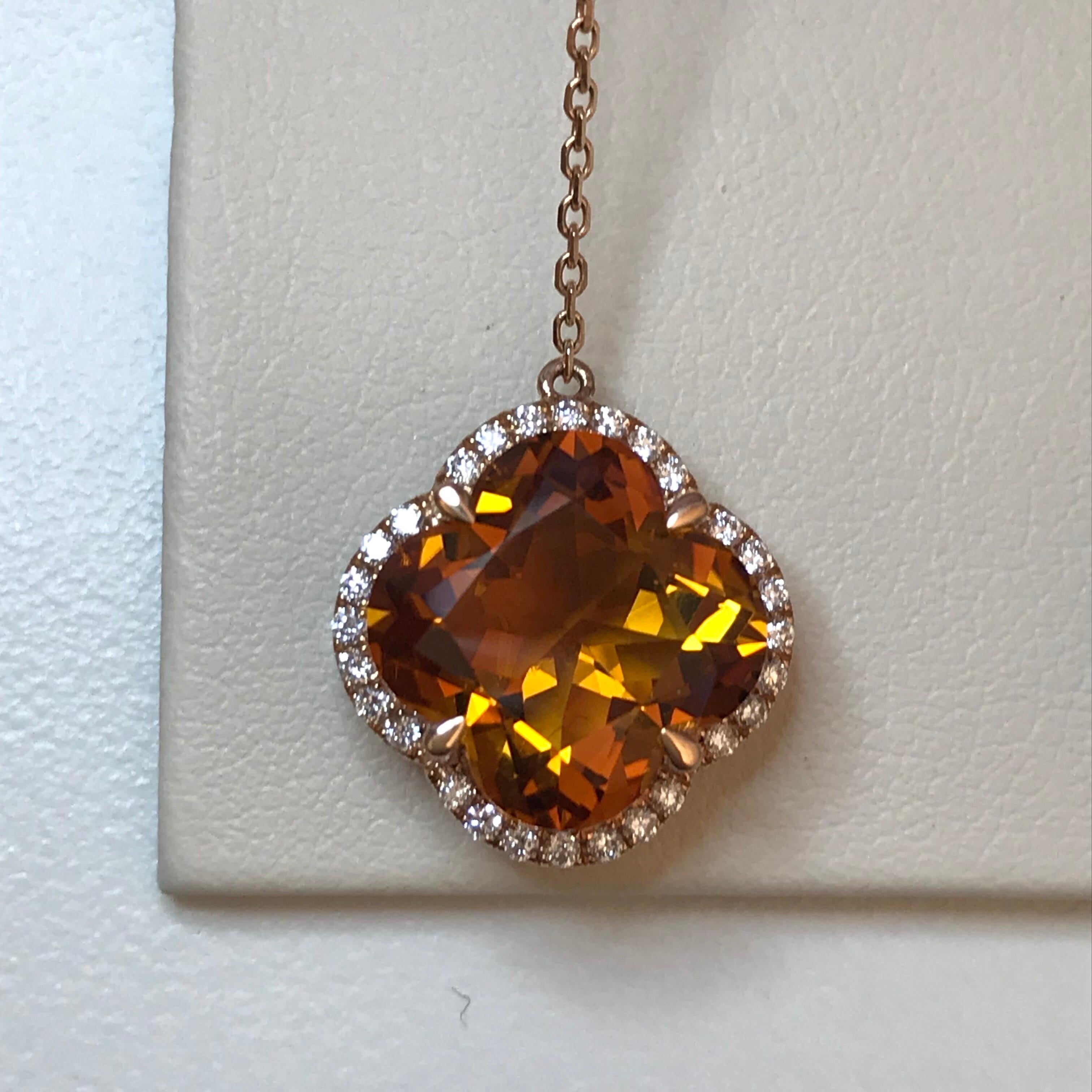 Yael Designs Clover-Cut Madeira Citrine and Diamond Butterfly Earrings In New Condition For Sale In San Francisco, CA