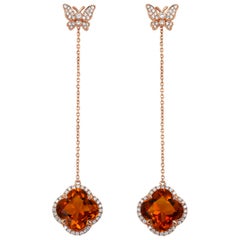 Yael Designs Clover-Cut Madeira Citrine and Diamond Butterfly Earrings