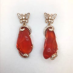 Yael Designs Fire Opal Diamond and Rose Gold Statement Earrings