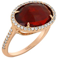 Yael Designs Rose Cut Fire Opal and Diamond Rose Gold Ring