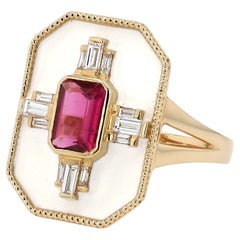 Anello Yael Yael con tormalina rosa e diamante smaltato 14k
