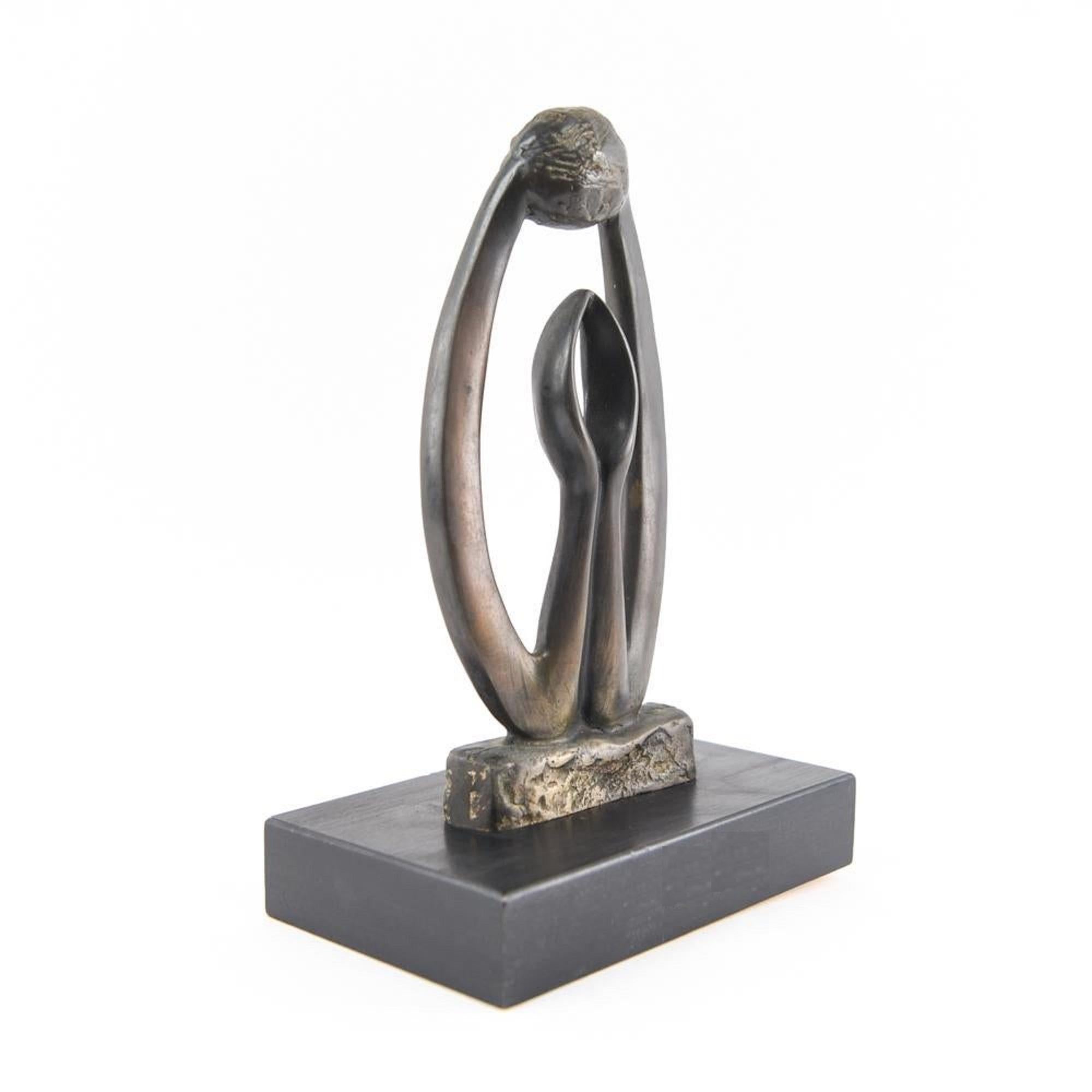 Abstract figurative bronze. Signed on back and numbered.  

Yael Shalev is an Israeli artist, born in Nahalal, and lives and works in Tel Aviv.
Sculptor. She graduated from the Bat-Yam Institute of Plastic Arts and worked under the guidance of Jacob