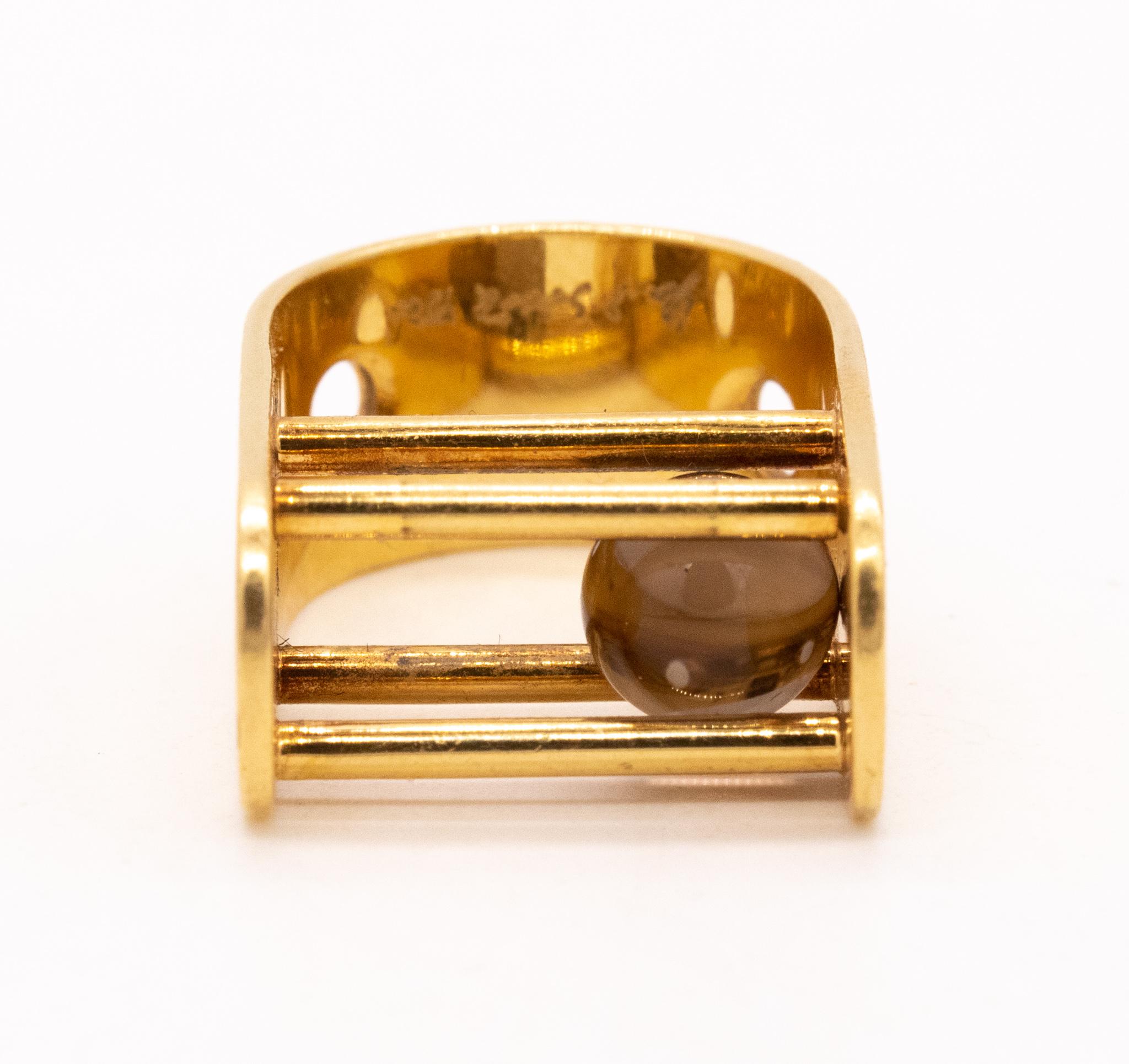 Yael Sonia Brazil Kinetic Sculptural Ring In 18Kt Yellow Gold With White Quartz For Sale 3