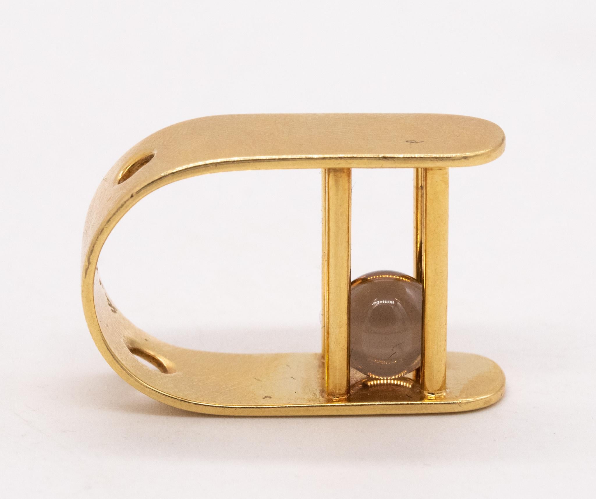 Yael Sonia Brazil Kinetic Sculptural Ring In 18Kt Yellow Gold With White Quartz For Sale 1