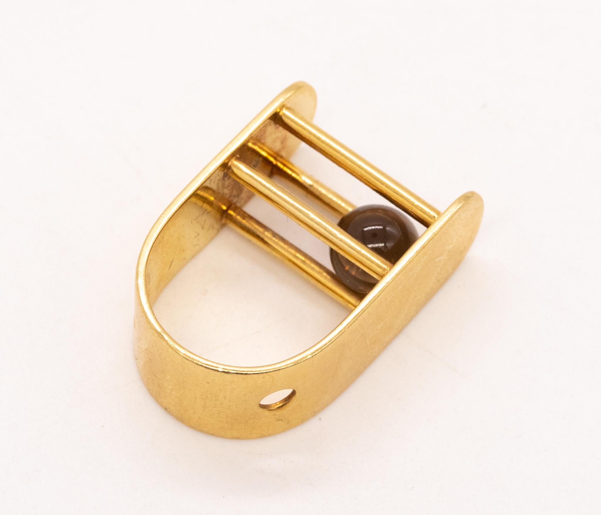 Yael Sonia Brazil Kinetic Sculptural Ring In 18Kt Yellow Gold With White Quartz For Sale 2