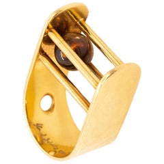 Yael Sonia Brazil Kinetic Sculptural Ring In 18Kt Yellow Gold With White Quartz
