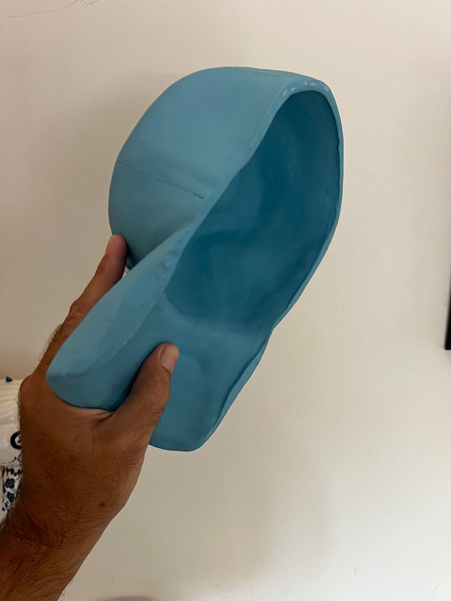 Ceramic LA Dodgers cap sculpture (light blue) - figurative sculpture For Sale 5