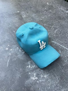 Ceramic LA Dodgers cap sculpture (light blue) - figurative sculpture