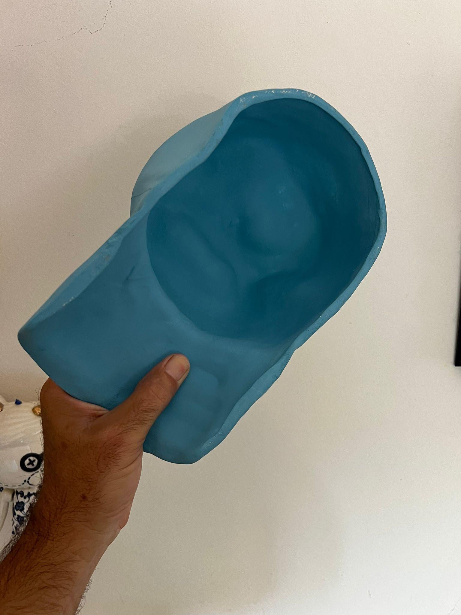 Ceramic LA Dodgers cap sculpture (light blue) - figurative sculpture For Sale 4
