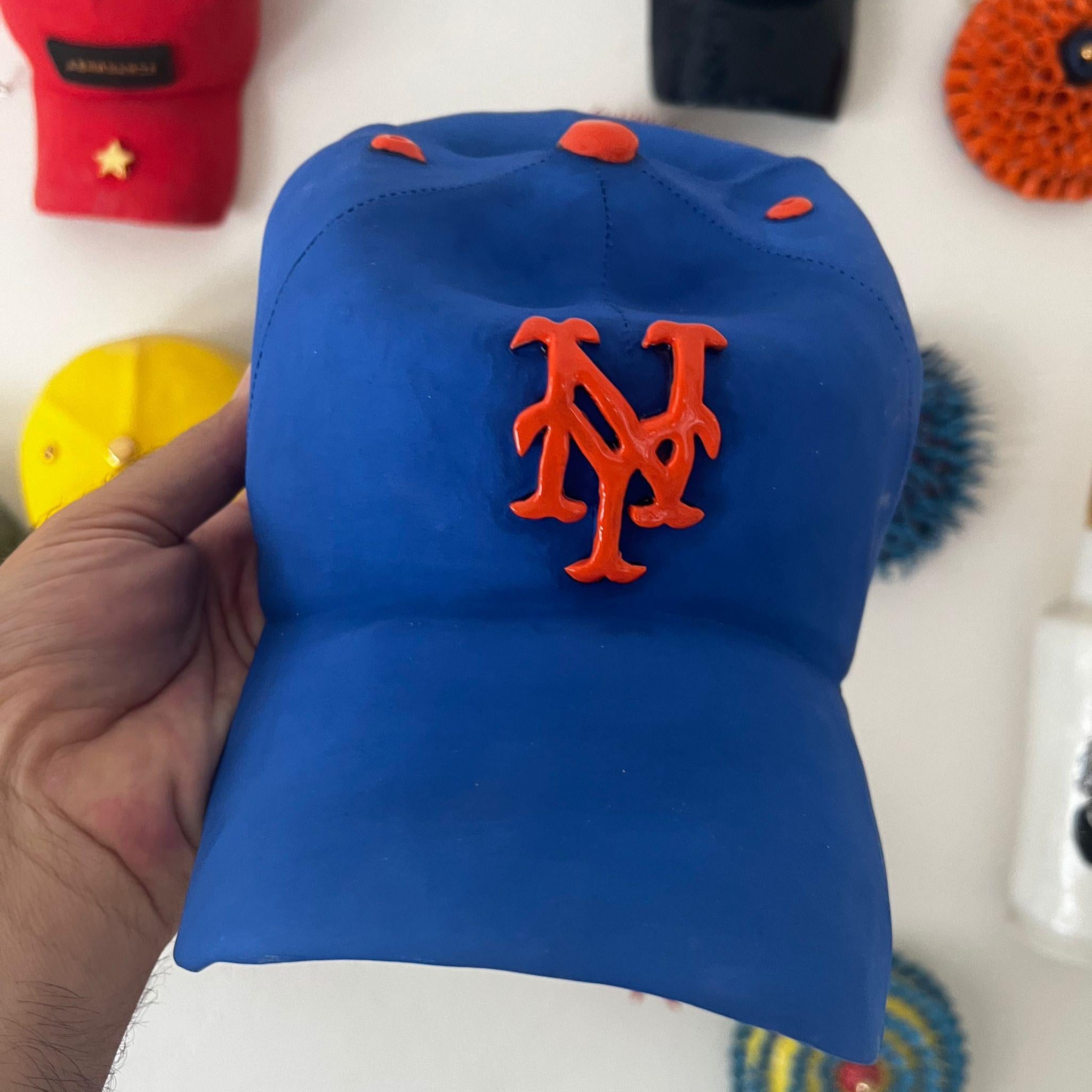 Ceramic NY Mets cap sculpture - figurative sculpture, pop sculpture For Sale 2