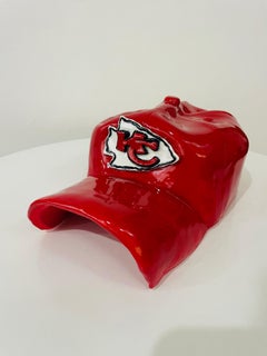 KC Chiefs ceramic cap sculpture (red) - figurative sculpture